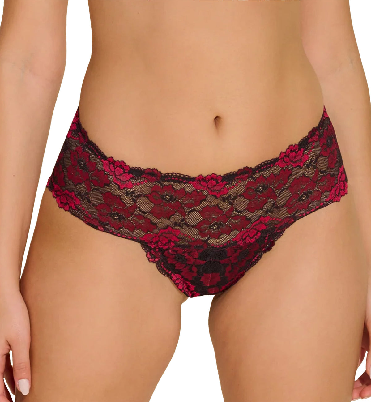 Cosabella Savona Low Rise Hotpant (SAVON0723),Small,Black/Fragolino - Black/Fragolino,Small