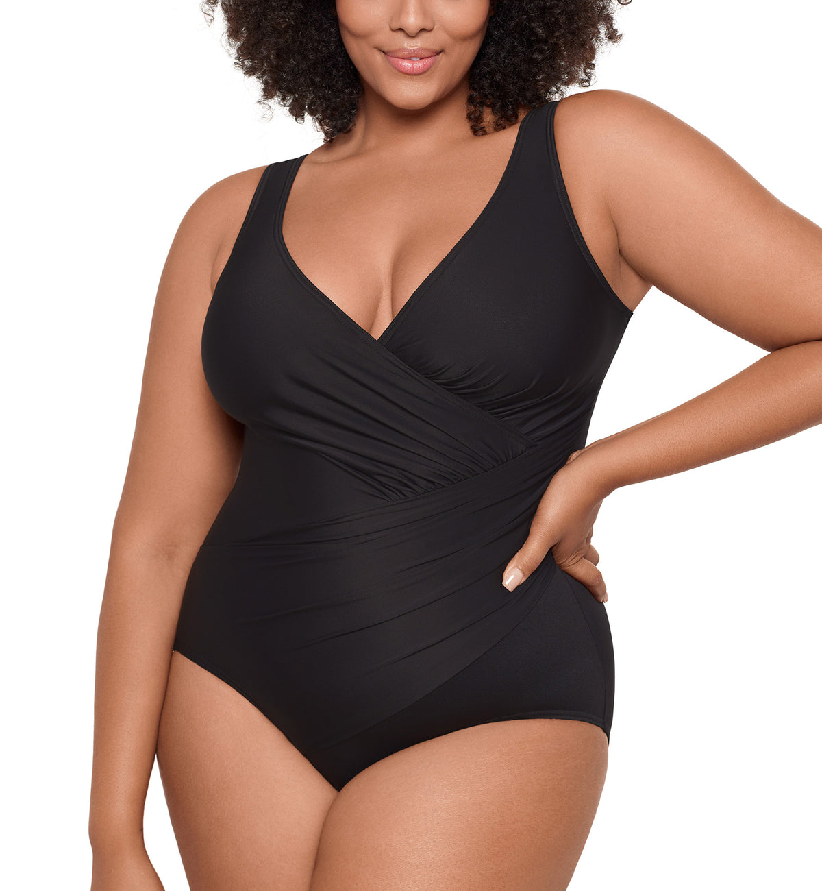 Miraclesuit Oceanus Plus Size Wire-Free One Piece Swimsuit (6519088W),16,Black - Black,16W