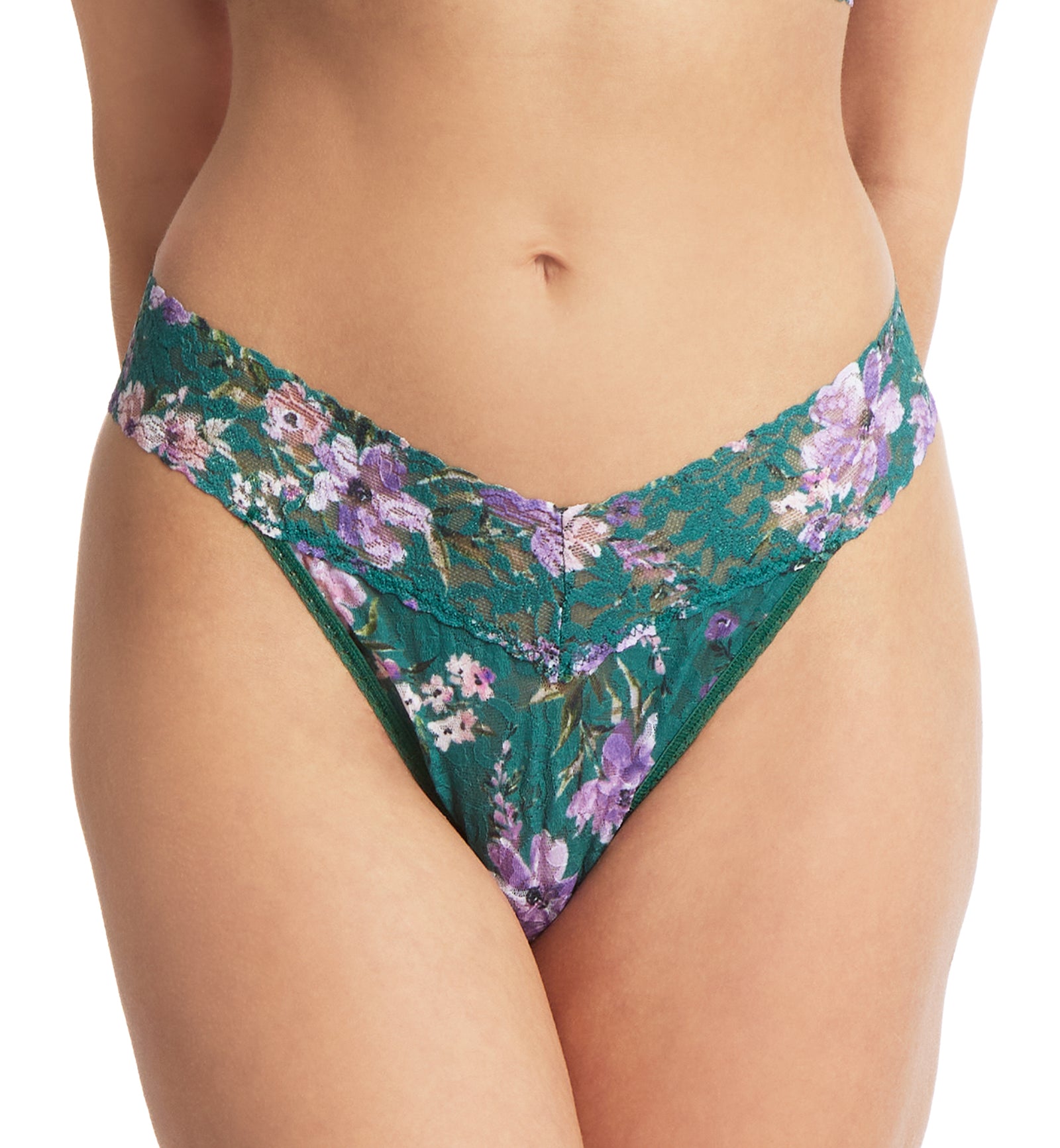 Hanky Panky Signature Lace Printed Original Rise Thong (PR4811P),Flowers In Your Hair - Flowers In Your Hair,One Size