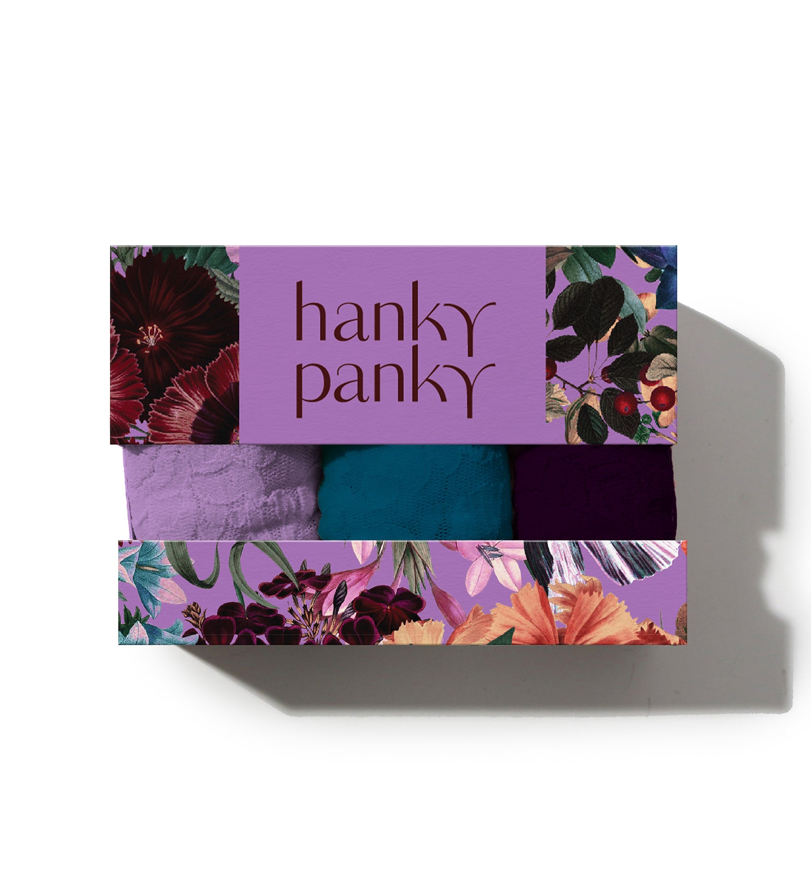 Hanky Panky 3-PACK Signature Lace Original Rise Thong (48113PK),HLPP - Hot Teal/Lavender Fields/Plum,One Size