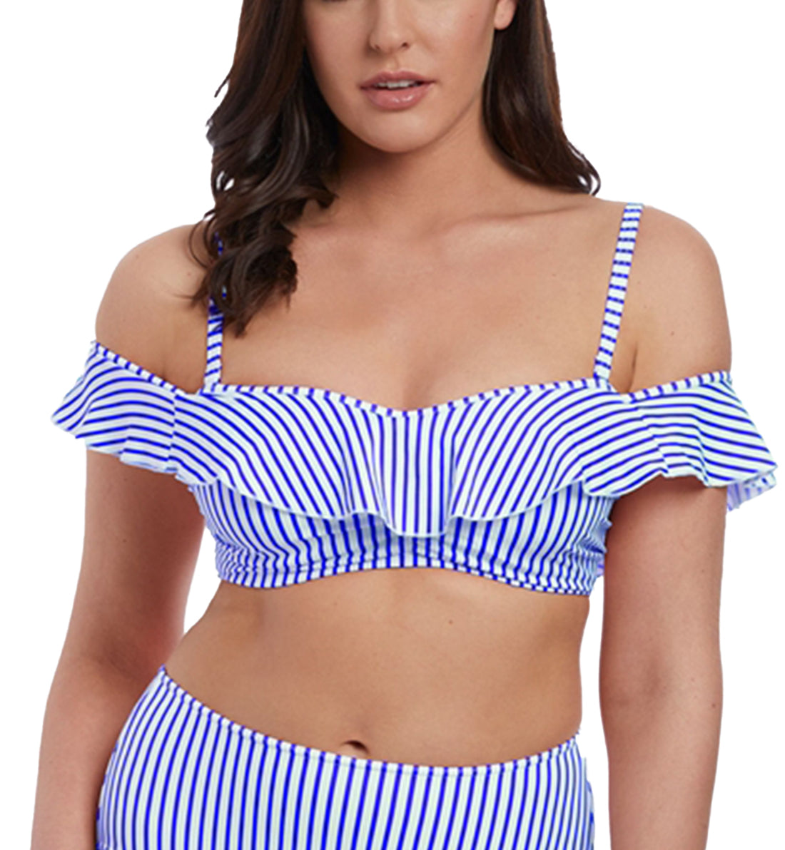 Freya Totally Stripe Underwire Padded Bardot Bikini (6552),36D,Cobalt - Cobalt,36D