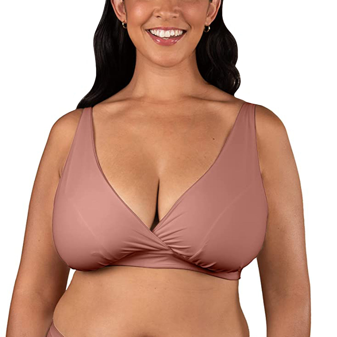 BRAVADO! DESIGNS Ballet FULL CUP Plunge Crossover Bra (1260VFC),Small FC,Roseclay - Roseclay,Small-Full Cup