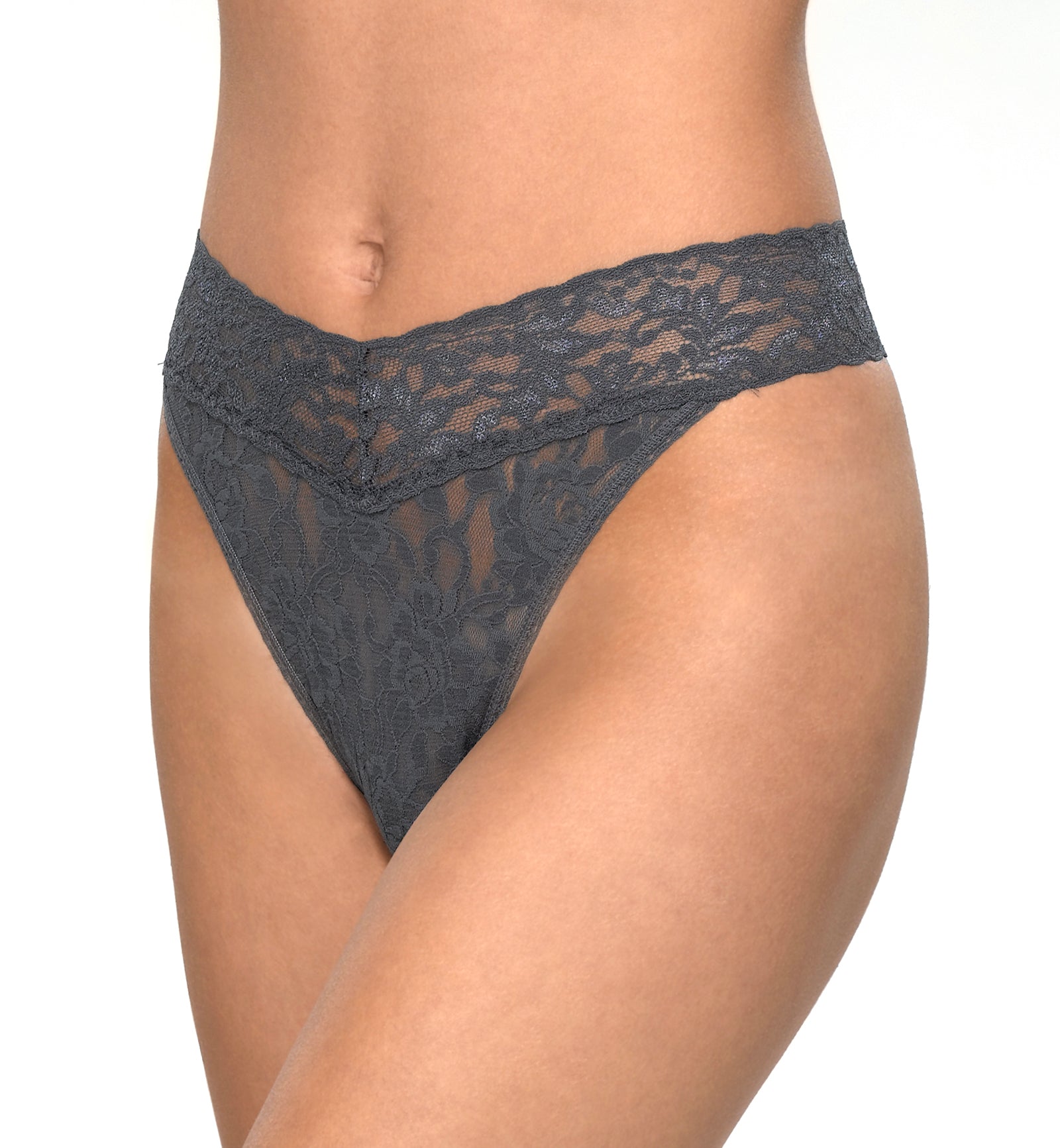 Hanky Panky Signature Lace Original Rise Thong (4811P),Granite - Granite,One Size