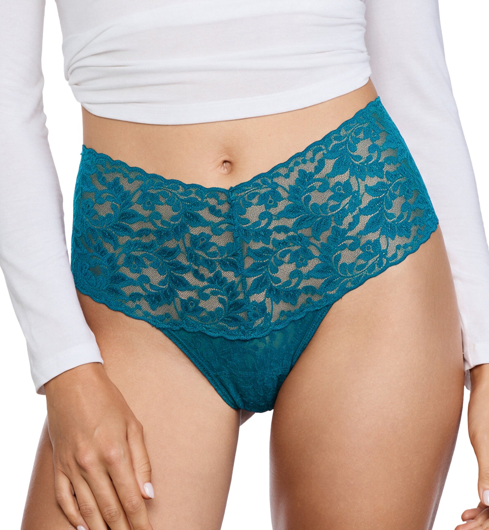 Hanky Panky Retro Lace Thong (9K1926P),Hot Teal - Hot Teal,One Size