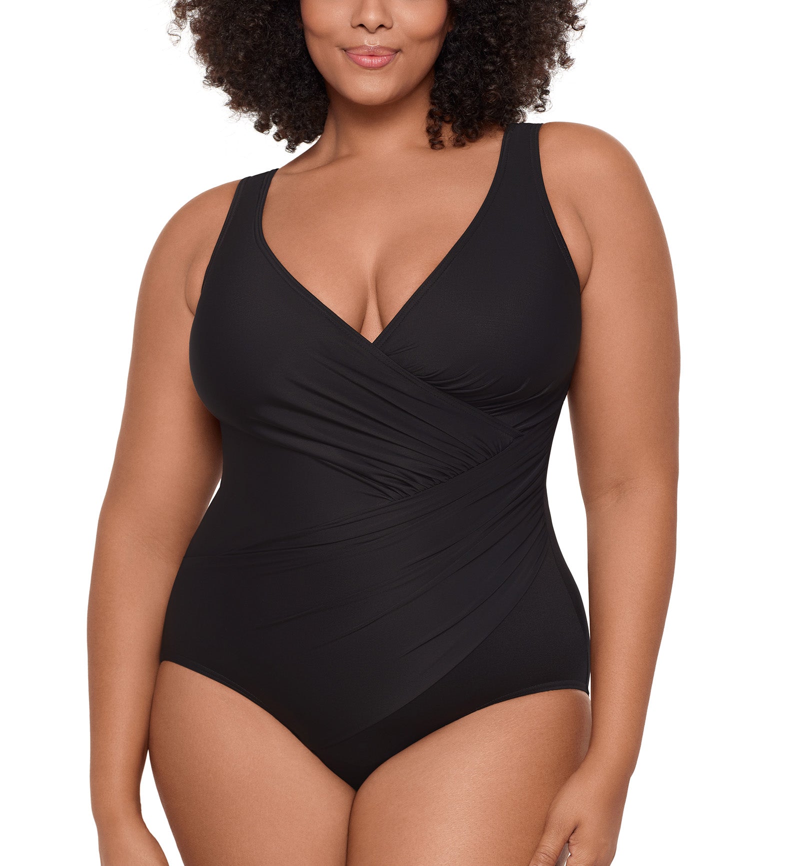 Miraclesuit Oceanus Plus Size Wire-Free One Piece Swimsuit (6519088W),16,Black - Black,16W