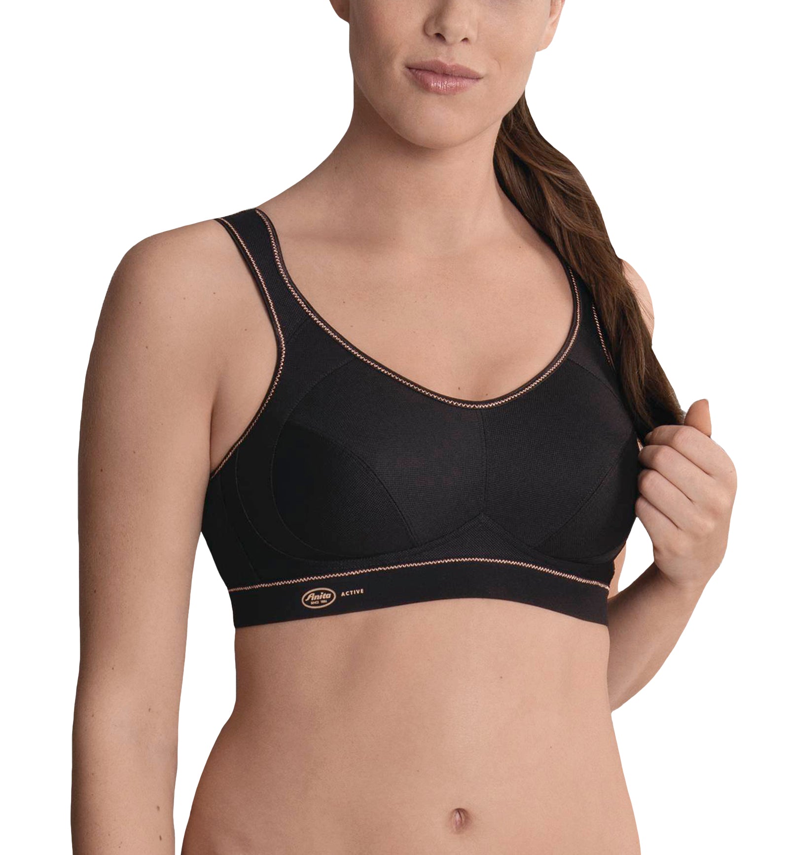 Anita Extreme Control Wireless Sports Bra (5527),30D,Black/Gold - Black/Gold,30D