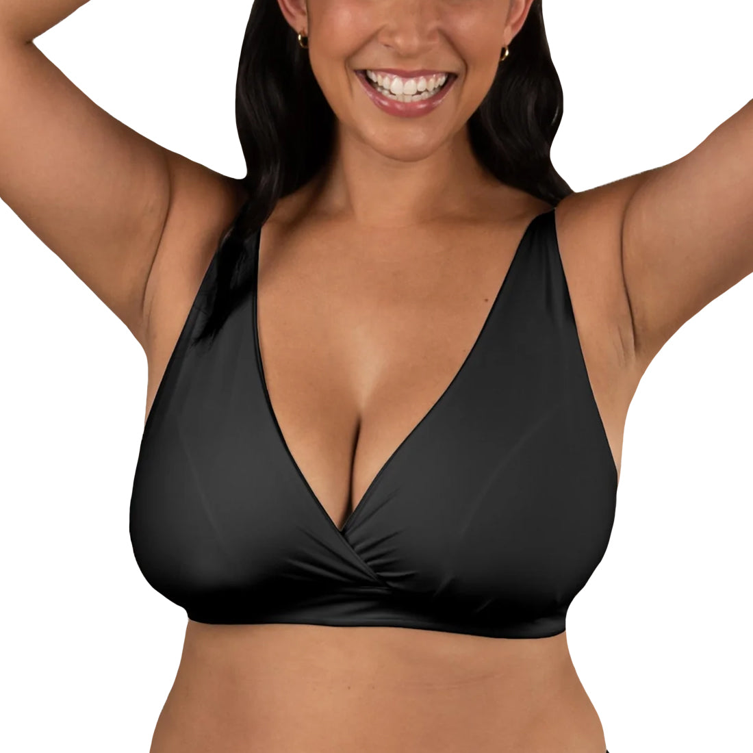 BRAVADO! DESIGNS Ballet FULL CUP Plunge Crossover Bra (1260VFC),Small FC,Black - Black,Small-Full Cup