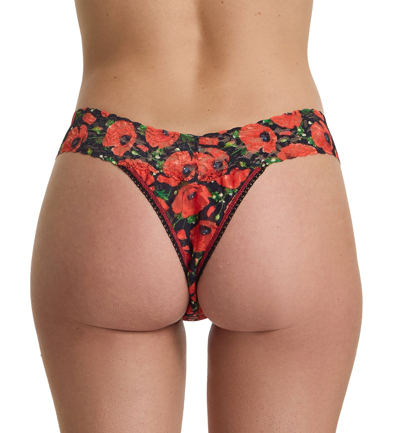 Hanky Panky Signature Lace Printed Original Rise Thong (PR4811P),Poppy Holiday - Poppy Holiday,One Size