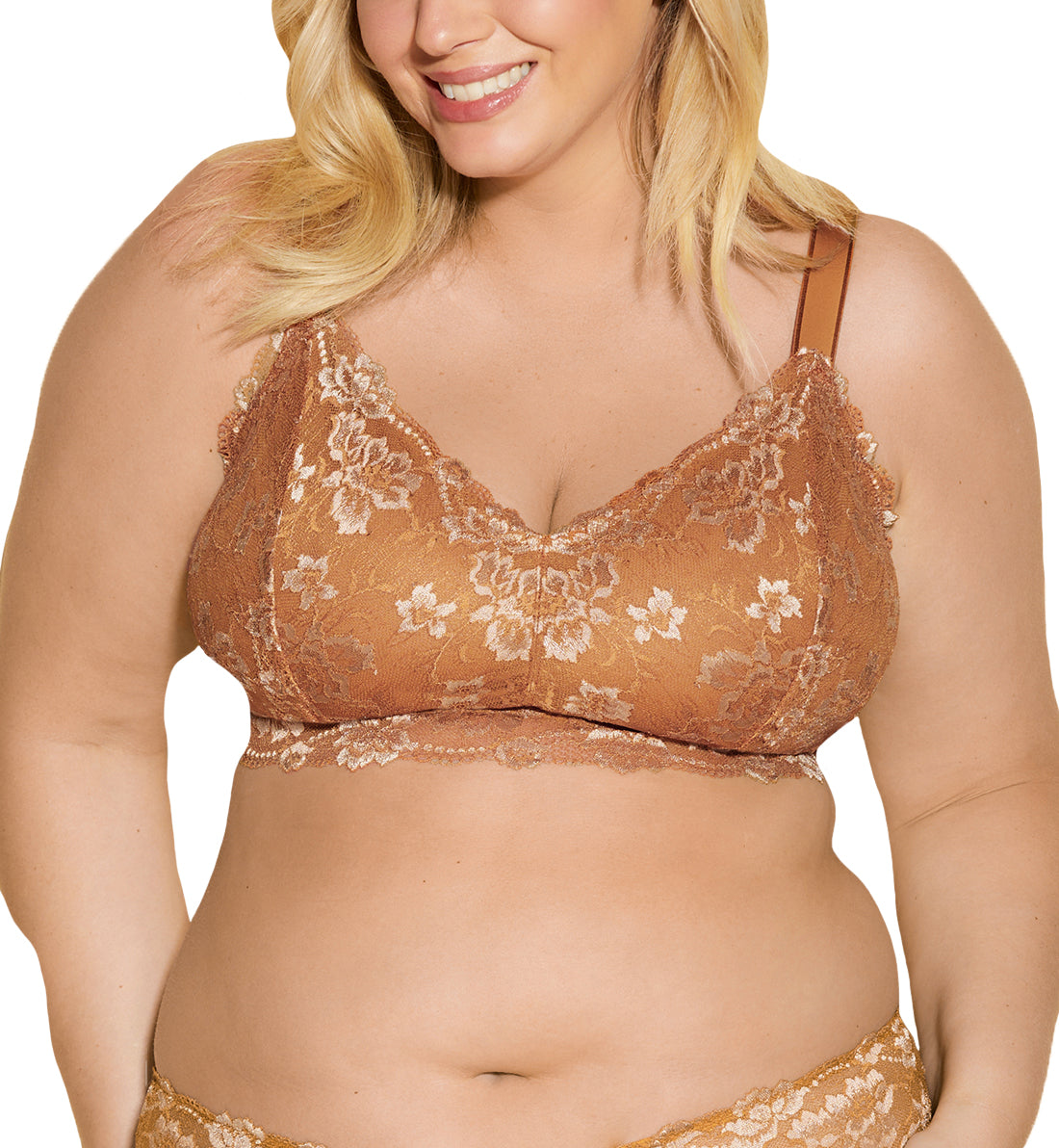 Cosabella Savona ULTRA Curvy Longline Bralette (SAVON1385),XS,Dark Copper/Camel - Dark Copper/Camel,XS