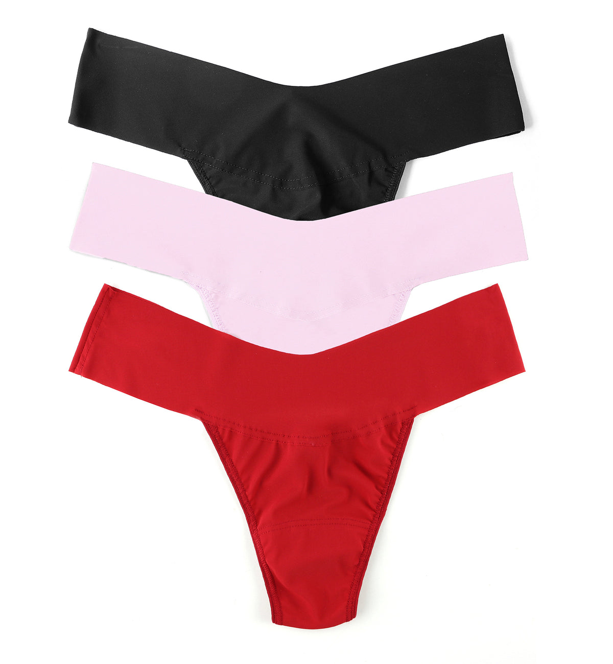 Hanky Panky BreatheSoft Natural Rise Thong 3 PACK (6J1661B3PK),XS,Black/Bliss Pink/Cherryade - Black/Bliss Pink/Cherryade,XS