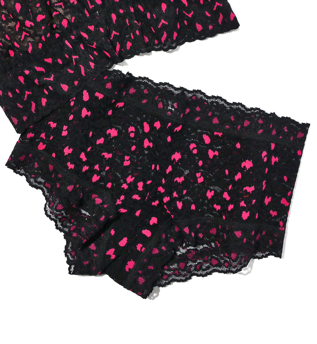 Hanky Panky Cross Dyed Leopard Boyshort (7J1201P),XS,Black/Tulip Pink - Black/Tulip Pink,XS