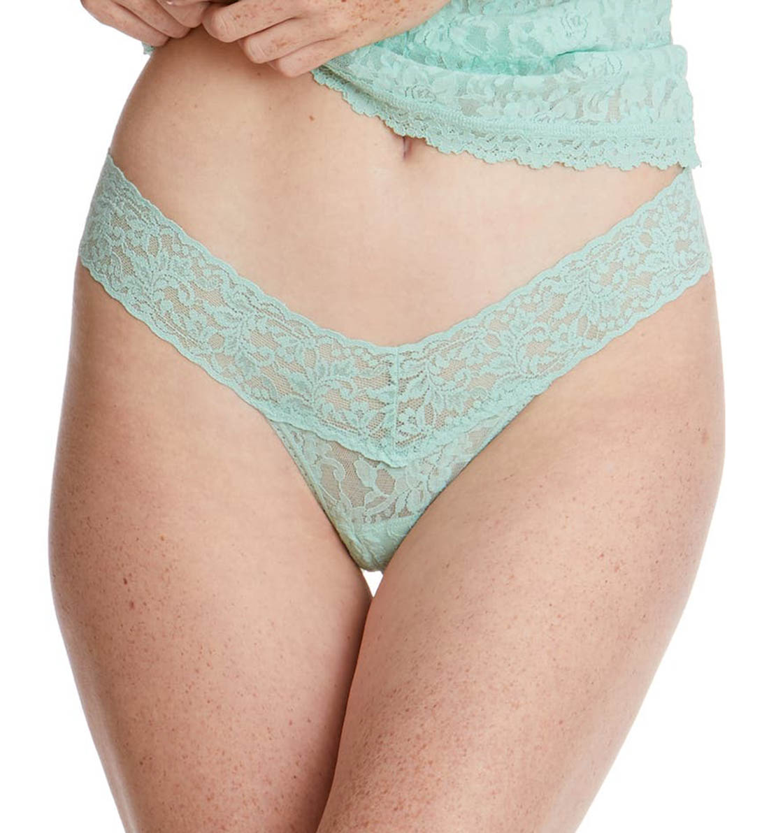 Hanky Panky Signature Lace Low Rise Thong (4911P),Mint Sprig Green - Mint Sprig Green,One Size