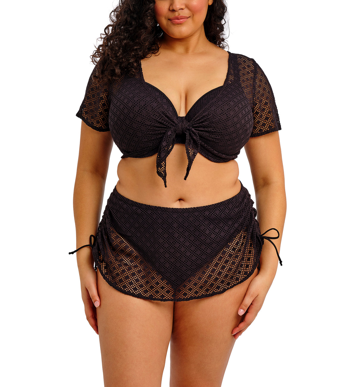 Elomi Bazaruto Tie Front Beach Top (ES800696),UK 16,Black - Black,UK 16