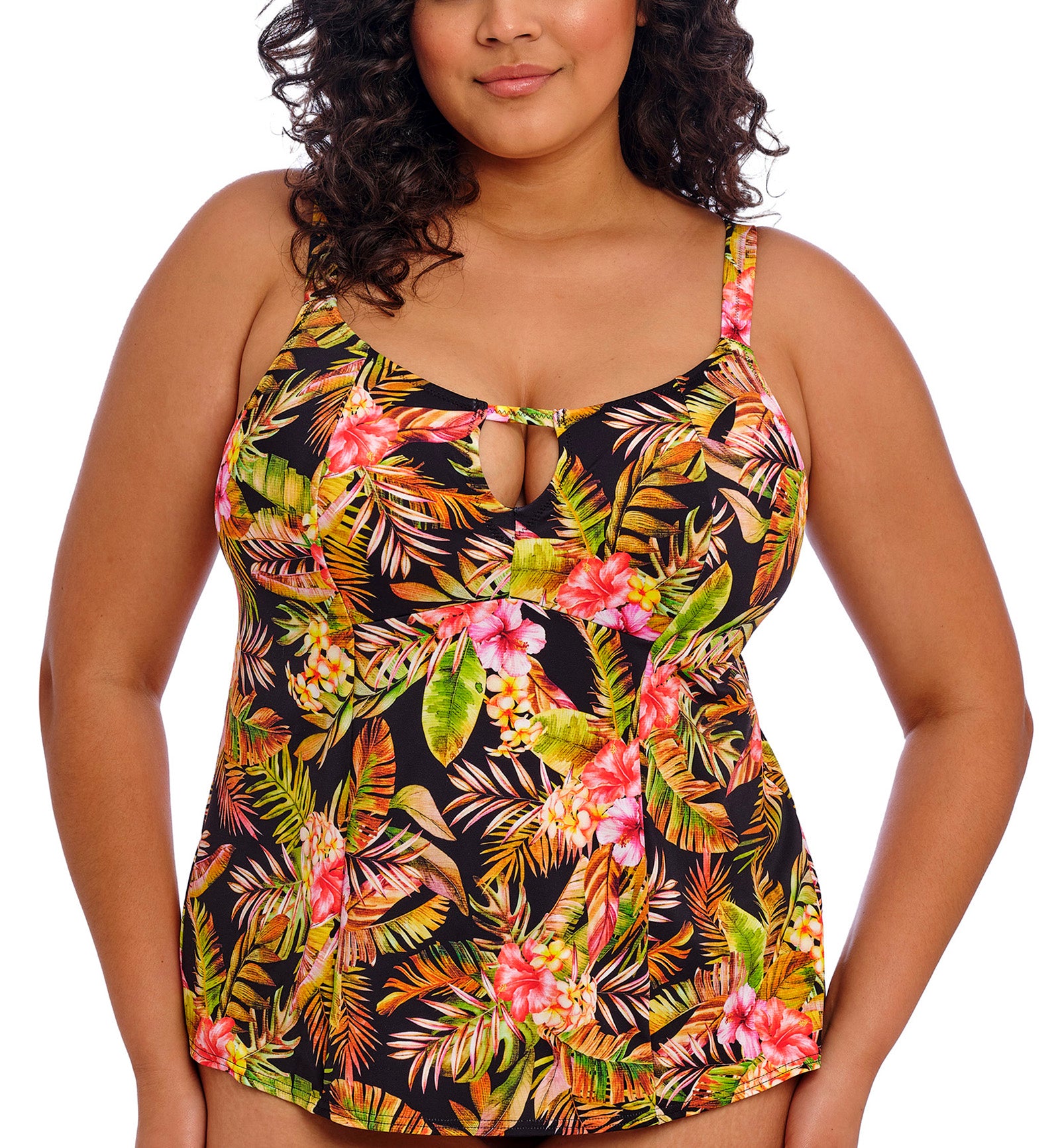 Elomi Tiger Valley Gently Flared Molded Wireless Tankini (ES802361),UK 16,Black - Black,UK 16