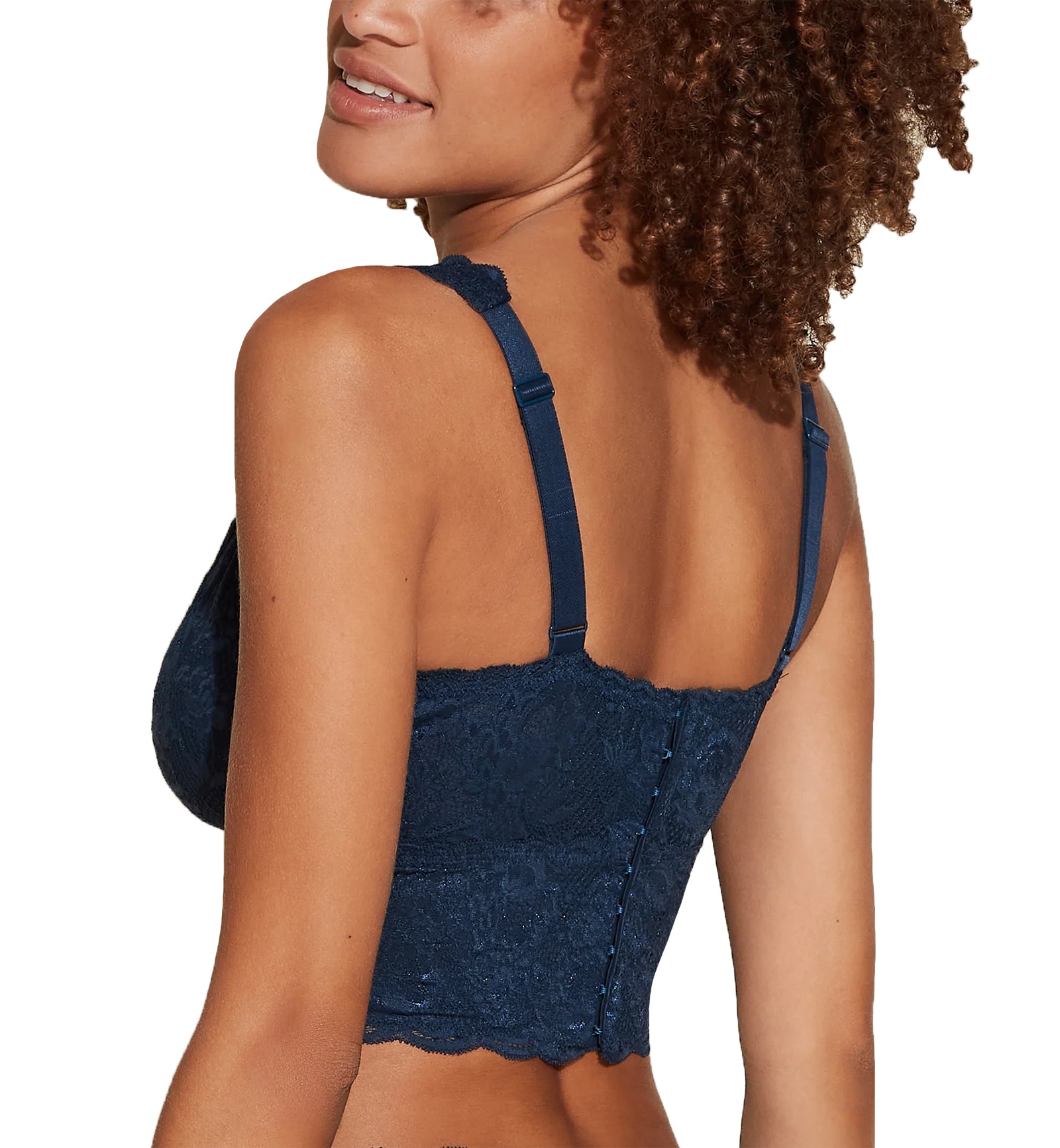 Cosabella NSN CURVY Plungie Longline Bralette (NEVER1385),XS,Navy Blue - Navy Blue,XS