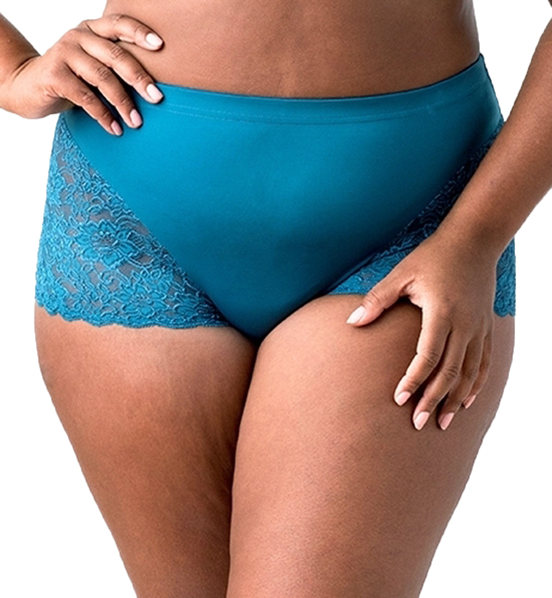 Elila Stretch Lace Cheeky Full Panty (3311),Medium,Teal - Teal,Medium