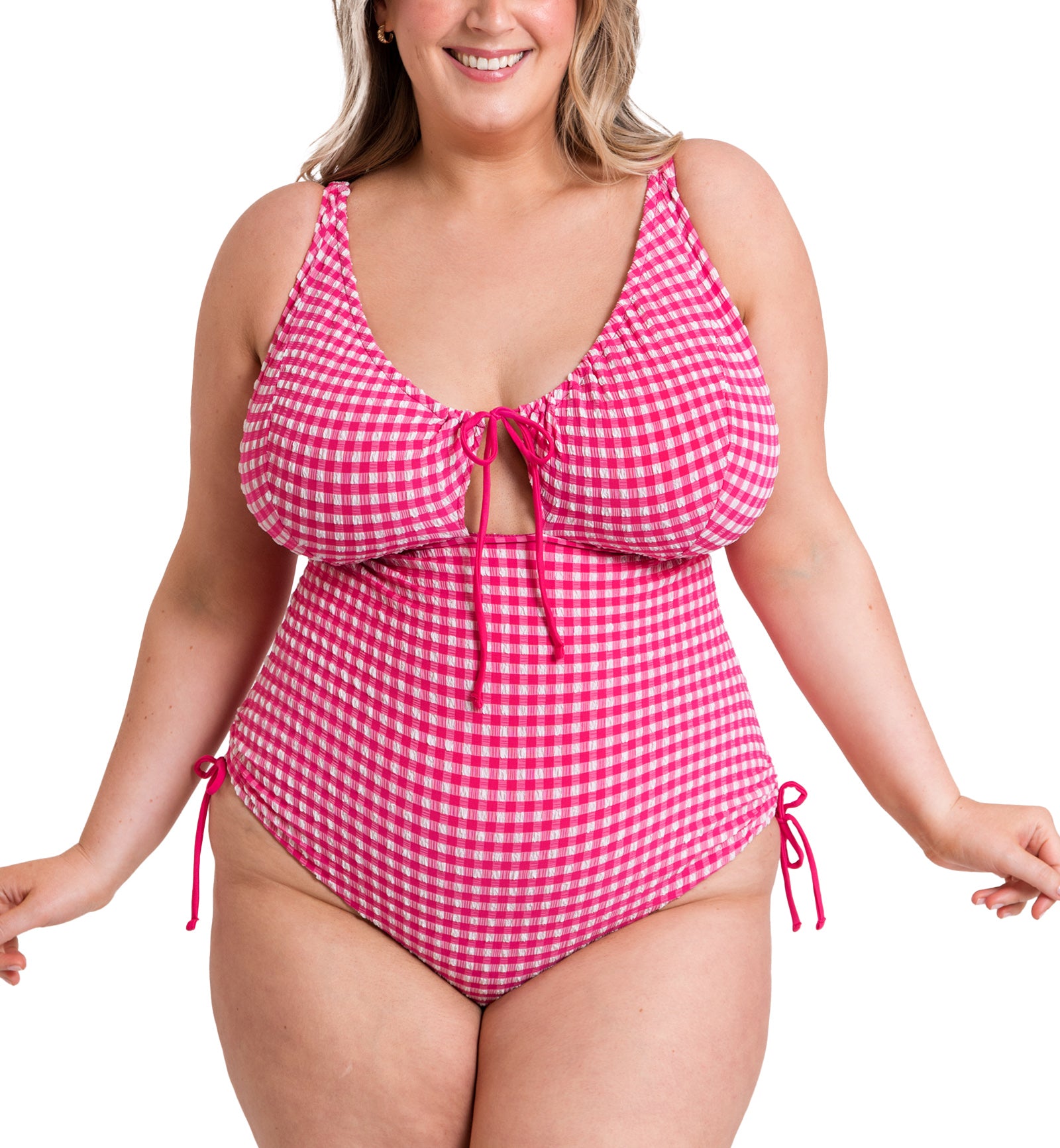 Curvy Kate Holiday Check Non Wired Swimsuit (CS036606),30DD/E,Raspberry Pink - Raspberry Pink,30DD/E