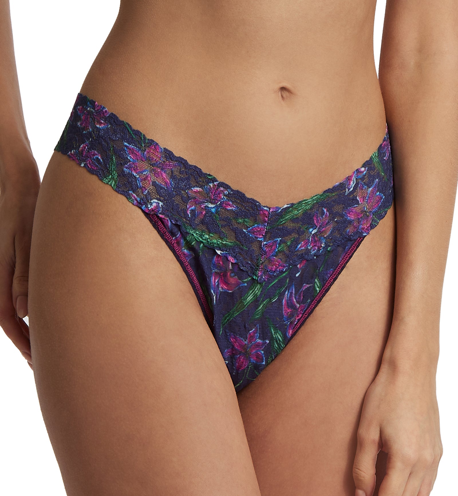 Hanky Panky Signature Lace Printed Original Rise Thong (PR4811P),Twilight Blooms - Twilight Blooms,One Size