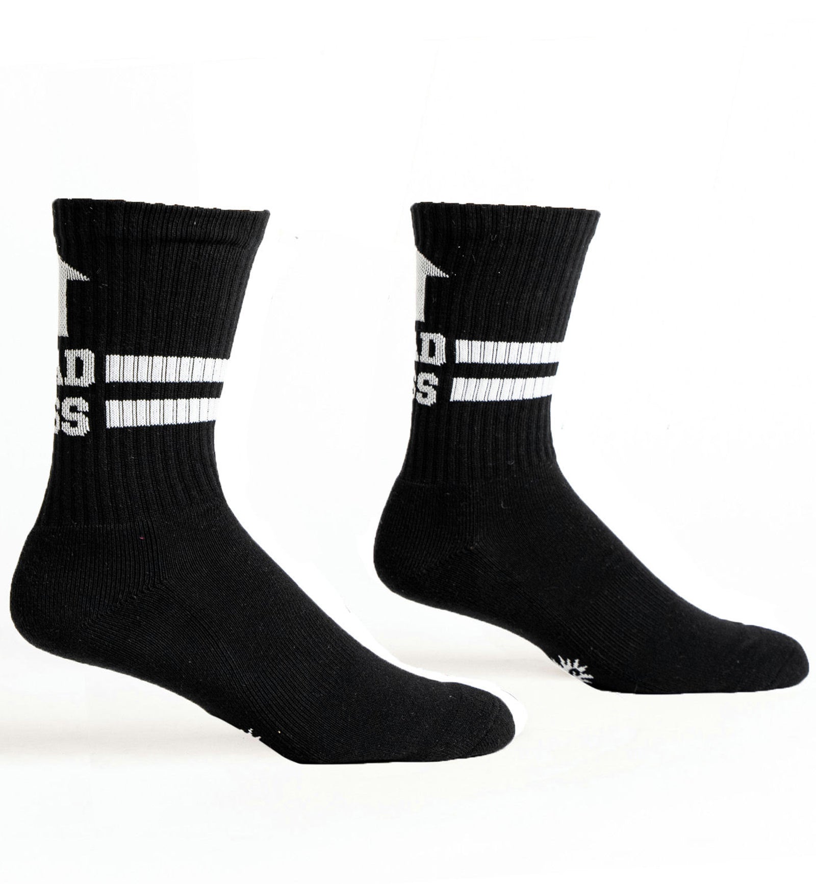 SOCK it to me Athletic Ribbed Crew Socks (R0034-1),Bad Ass (Black) - Bad Ass (Black),One Size
