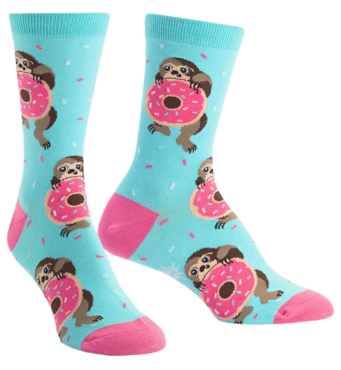 SOCK it to me Women's Crew Socks (w0100),Snackin' Sloth - Snackin' Sloth,One Size