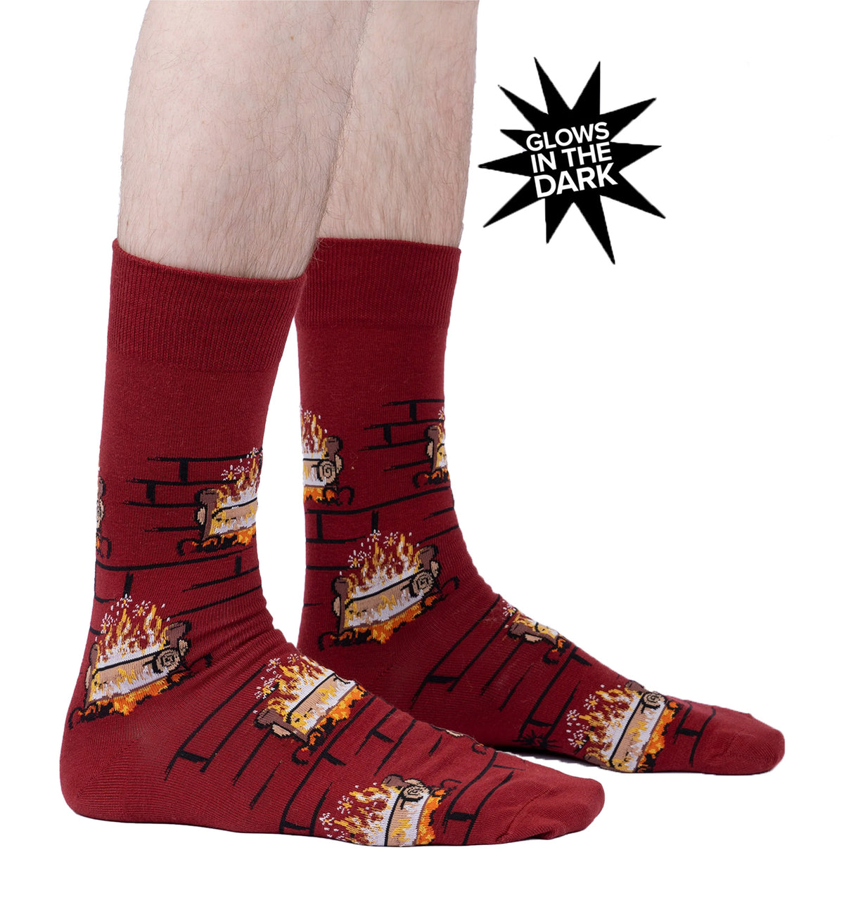 SOCK it to me Men's Crew Socks (MEF0588),Yule Log - Yule Log,One Size
