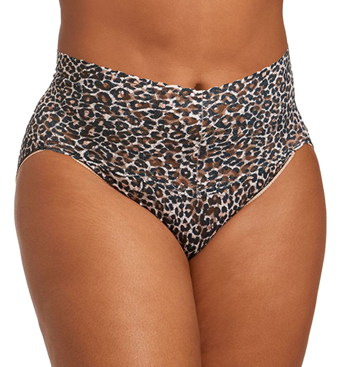 Hanky Panky Plus Size Printed Retro Lace V-Kini (PR9K2124X),1X,Classic Leopard - Brown/Black,1X