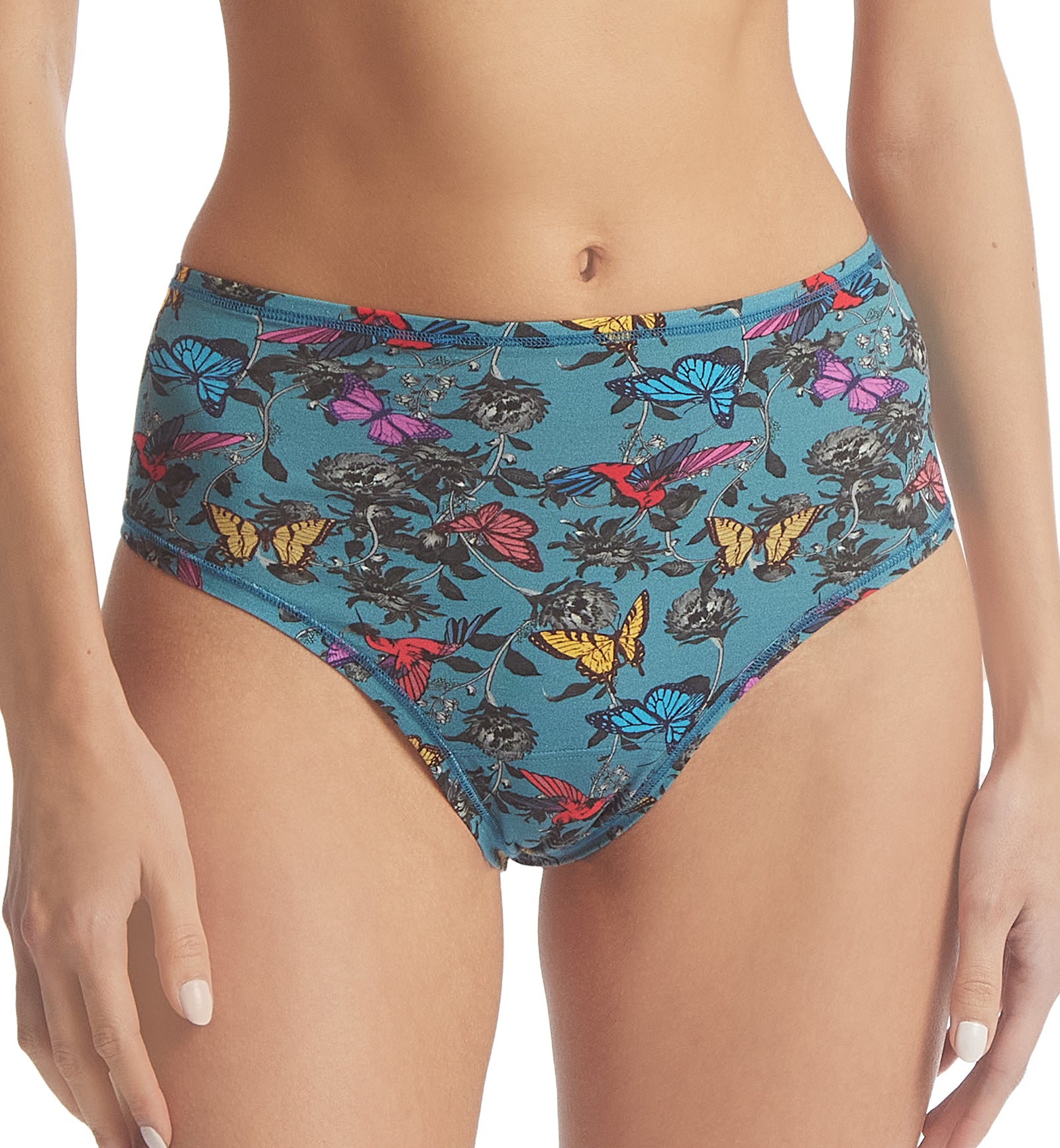 Hanky Panky Play Printed Cotton Hi-Rise Thong (PR721924),XS/S,Wonderland - Wonderland,XS/S