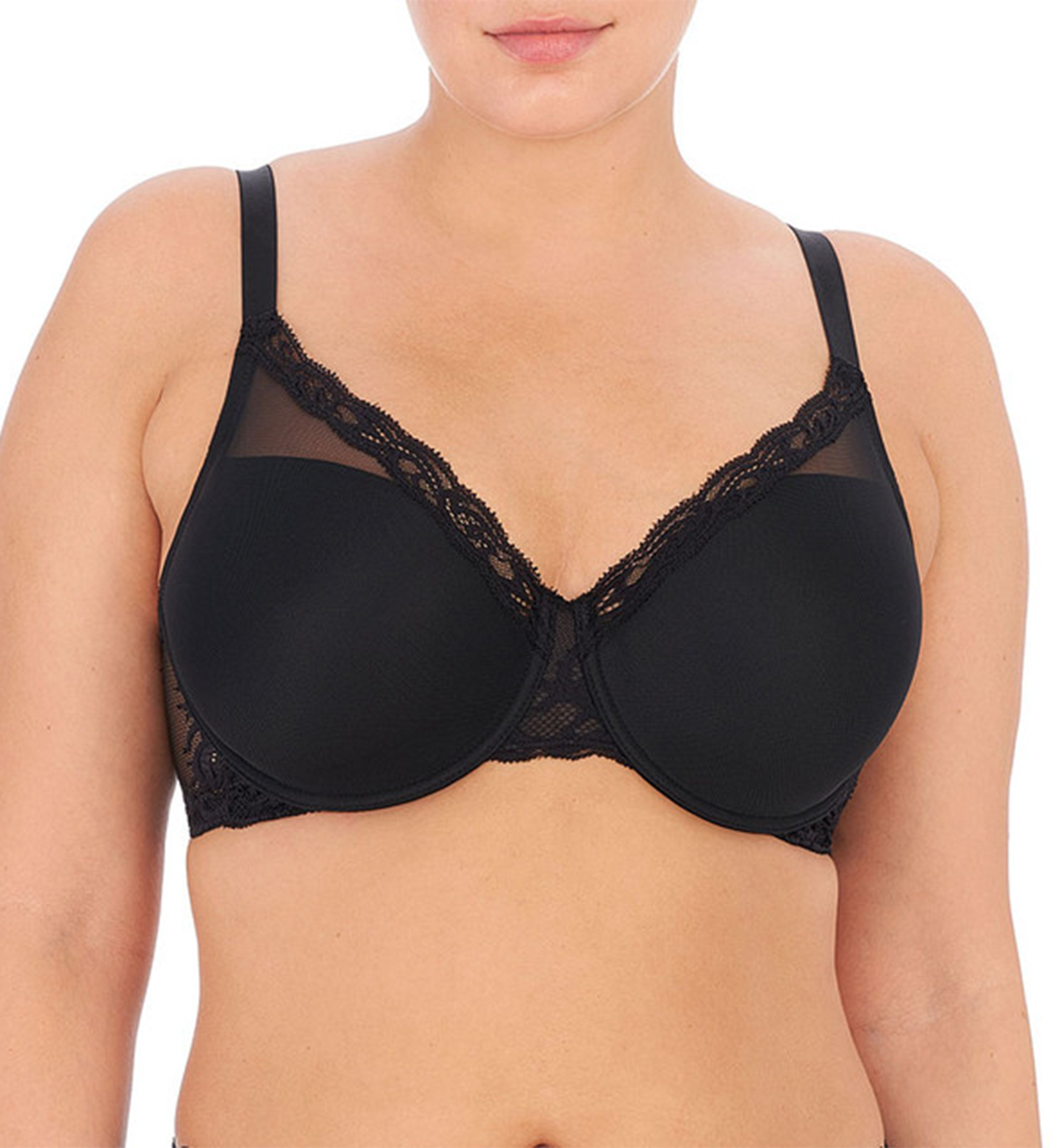 Natori Feathers Full Figure Contour Plunge Underwire Bra (741299),30D,Black - Black,30D