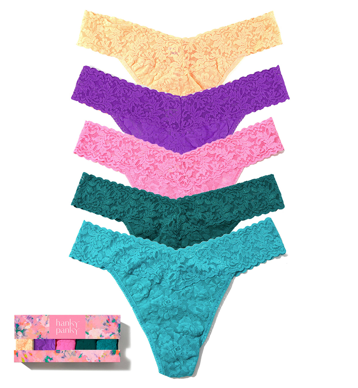 Hanky Panky 5-PACK Signature Lace Original Rise Thong (48115PK),APTD - APTD,One Size
