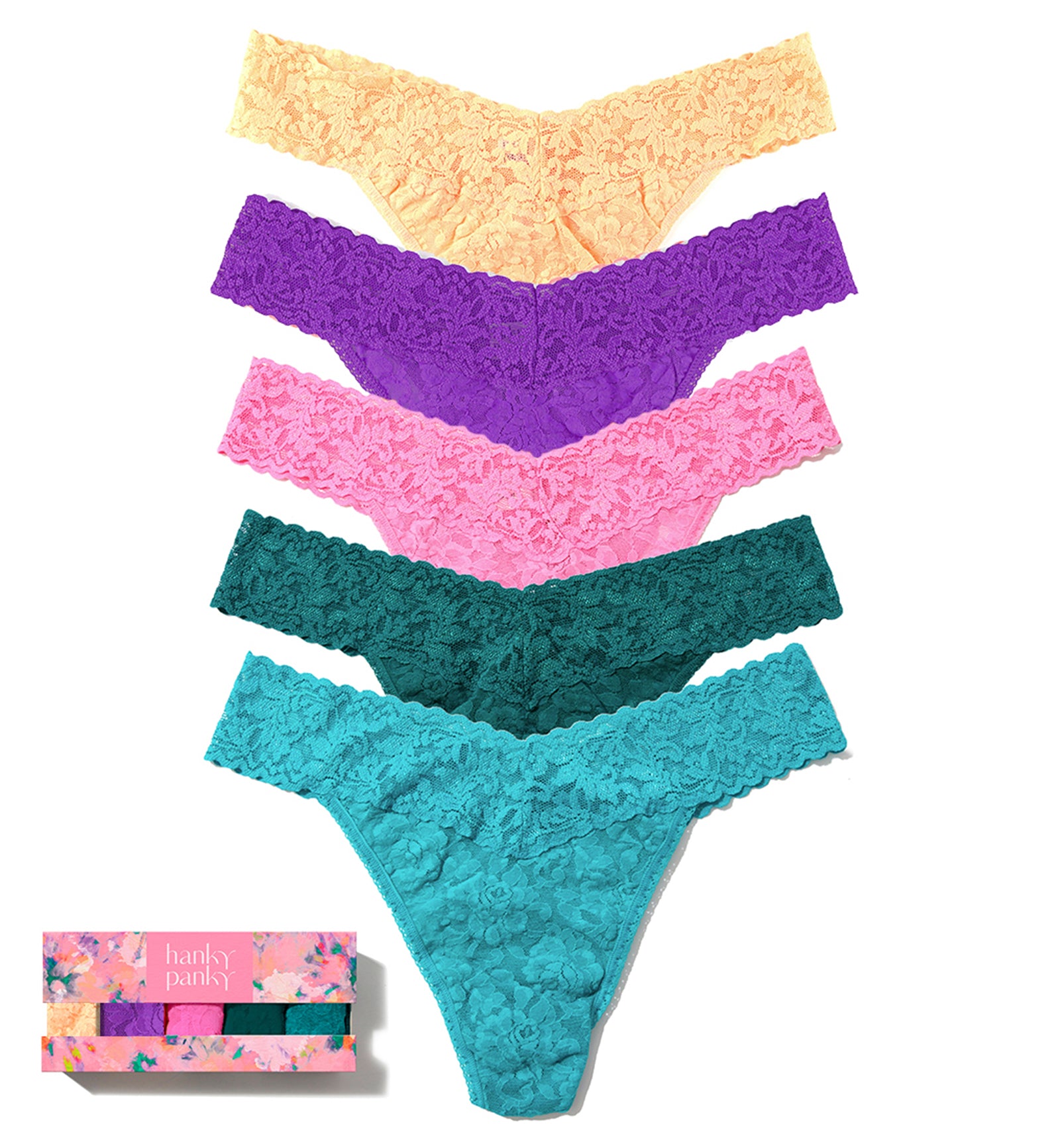 Hanky Panky 5-PACK Signature Lace Original Rise Thong (48115PK),APTD - APTD,One Size