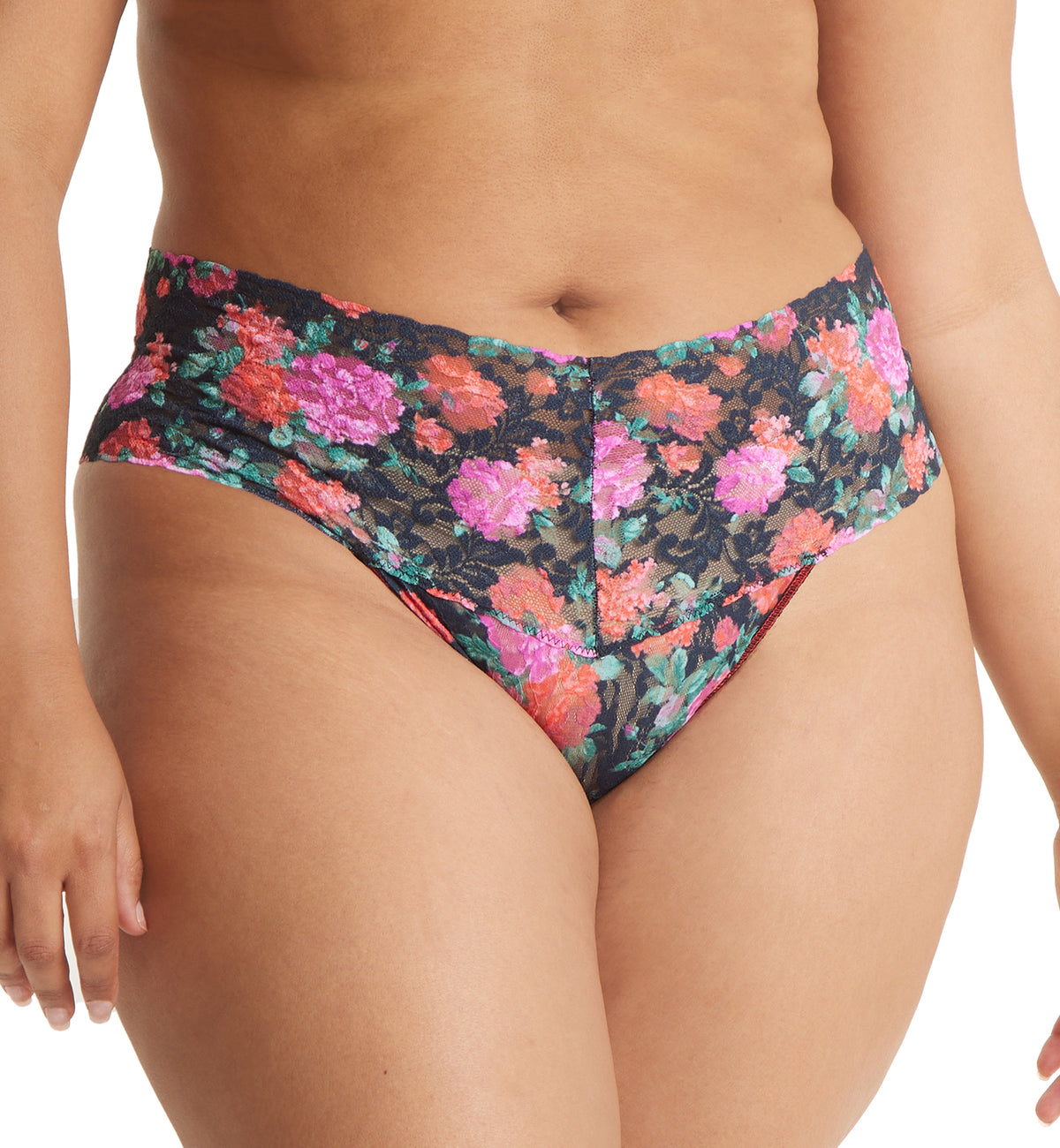 Hanky Panky Plus Size Printed Retro Lace Thong (PR9K1926X),Autobiography - Autobiography,Plus Size