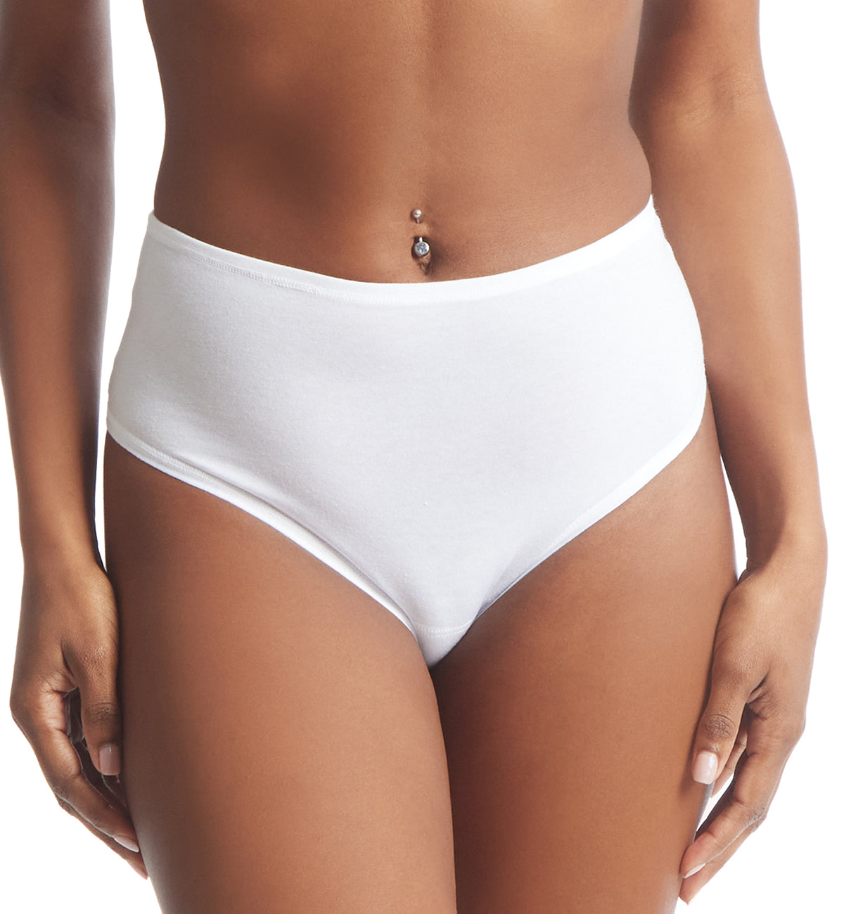 Hanky Panky Play Cotton Hi-Rise Thong (721924),XS/S,White - White,XS/S