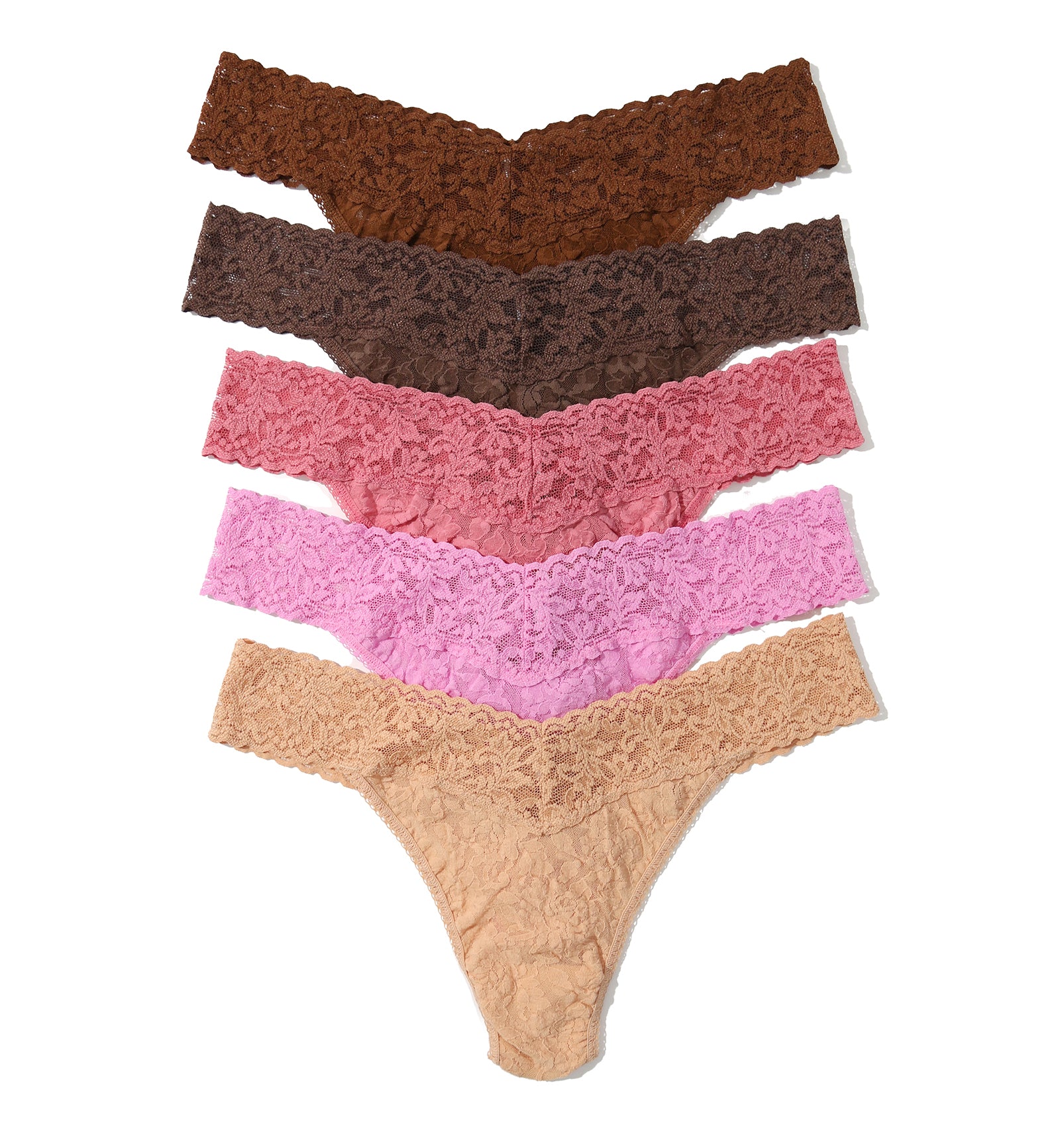 Hanky Panky 5-PACK Signature Lace Original Rise Thong (48115PK),Outline - Outline,One Size