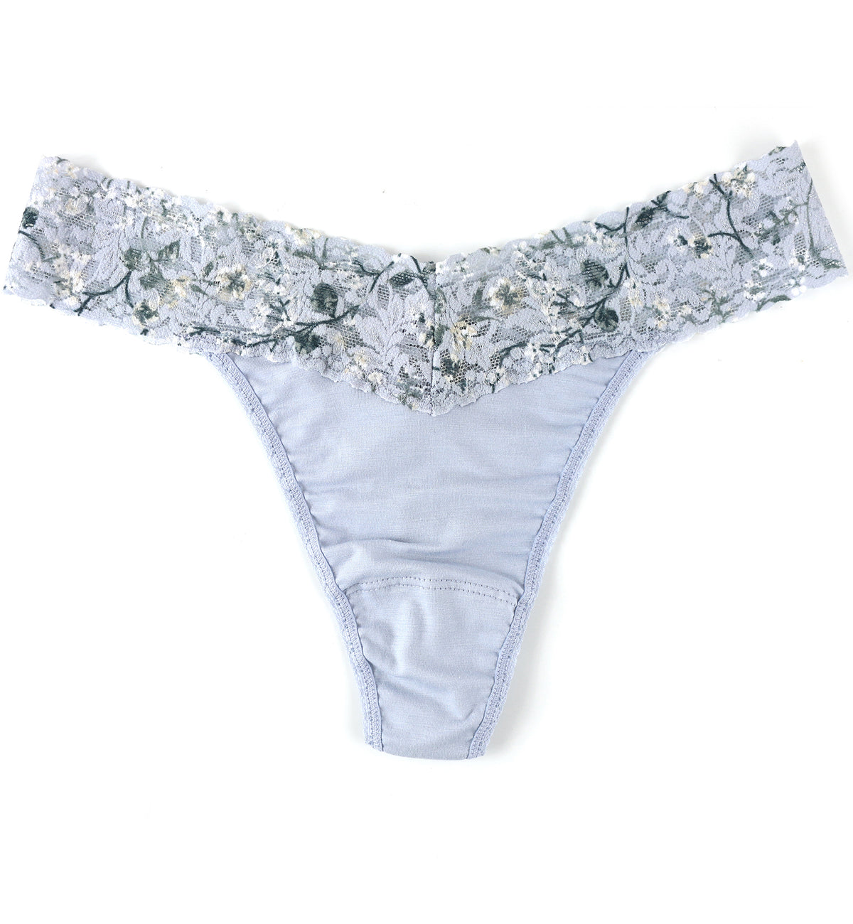 Hanky Panky Cotton-Spandex Original Rise Thong (891802P),Dove Grey/Misty Meadow - Dove Grey/Misty Meadow,One Size