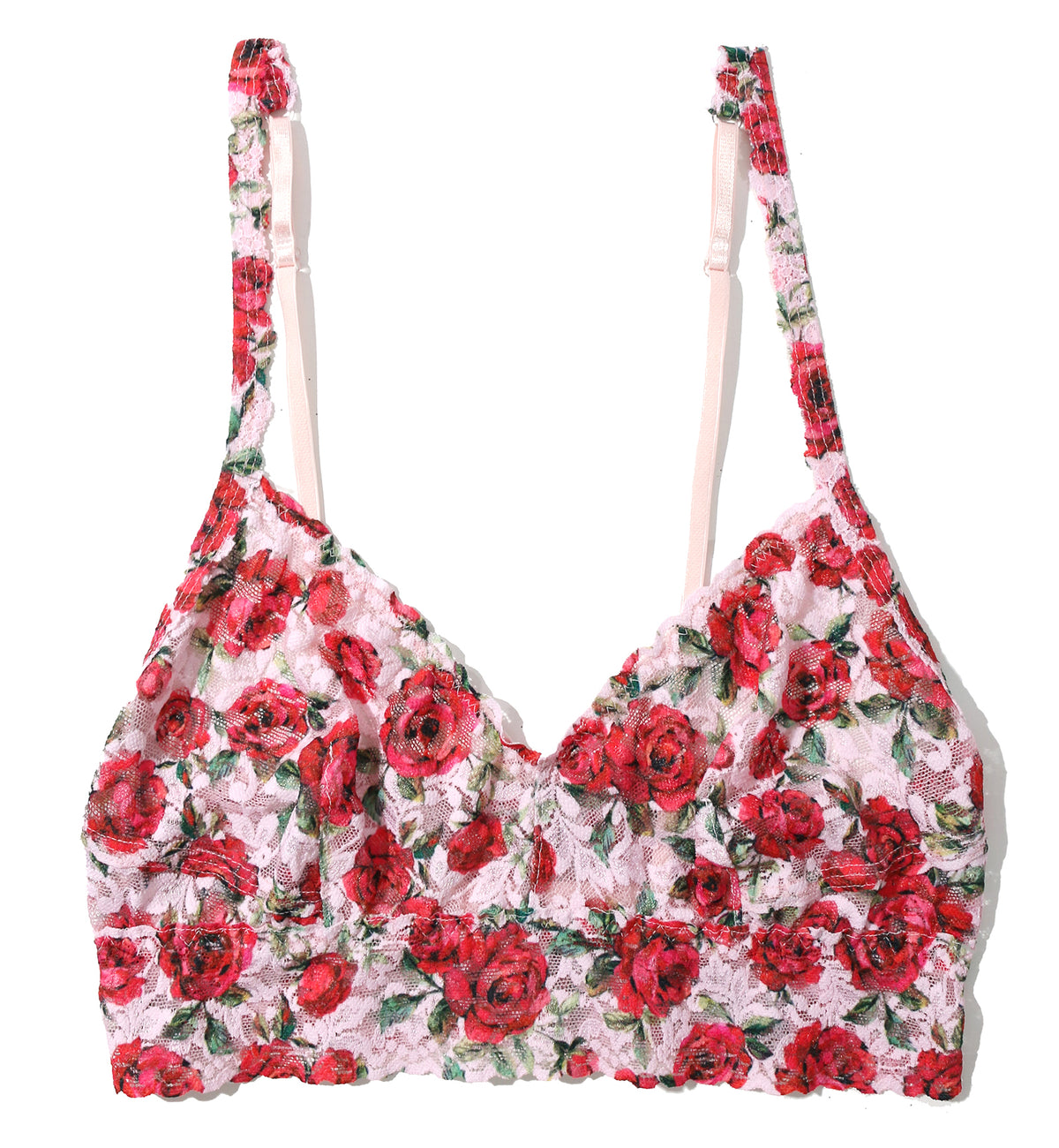Hanky Panky Printed V-neck Retro Bralette (PR9K7272),Large,Je Taime - Je Taime,Large