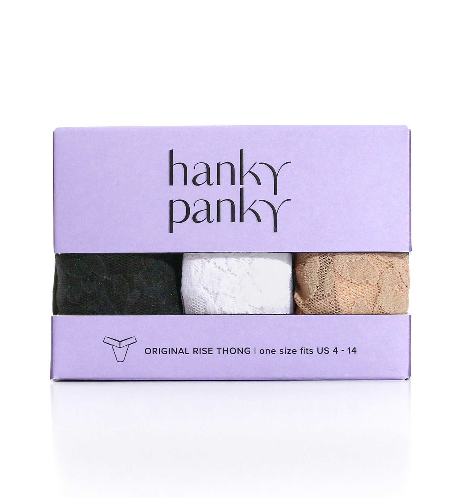 Hanky Panky 3-PACK Signature Lace Original Rise Thong (48113PK),Black/White/Chai - Black/White/Chai,One Size