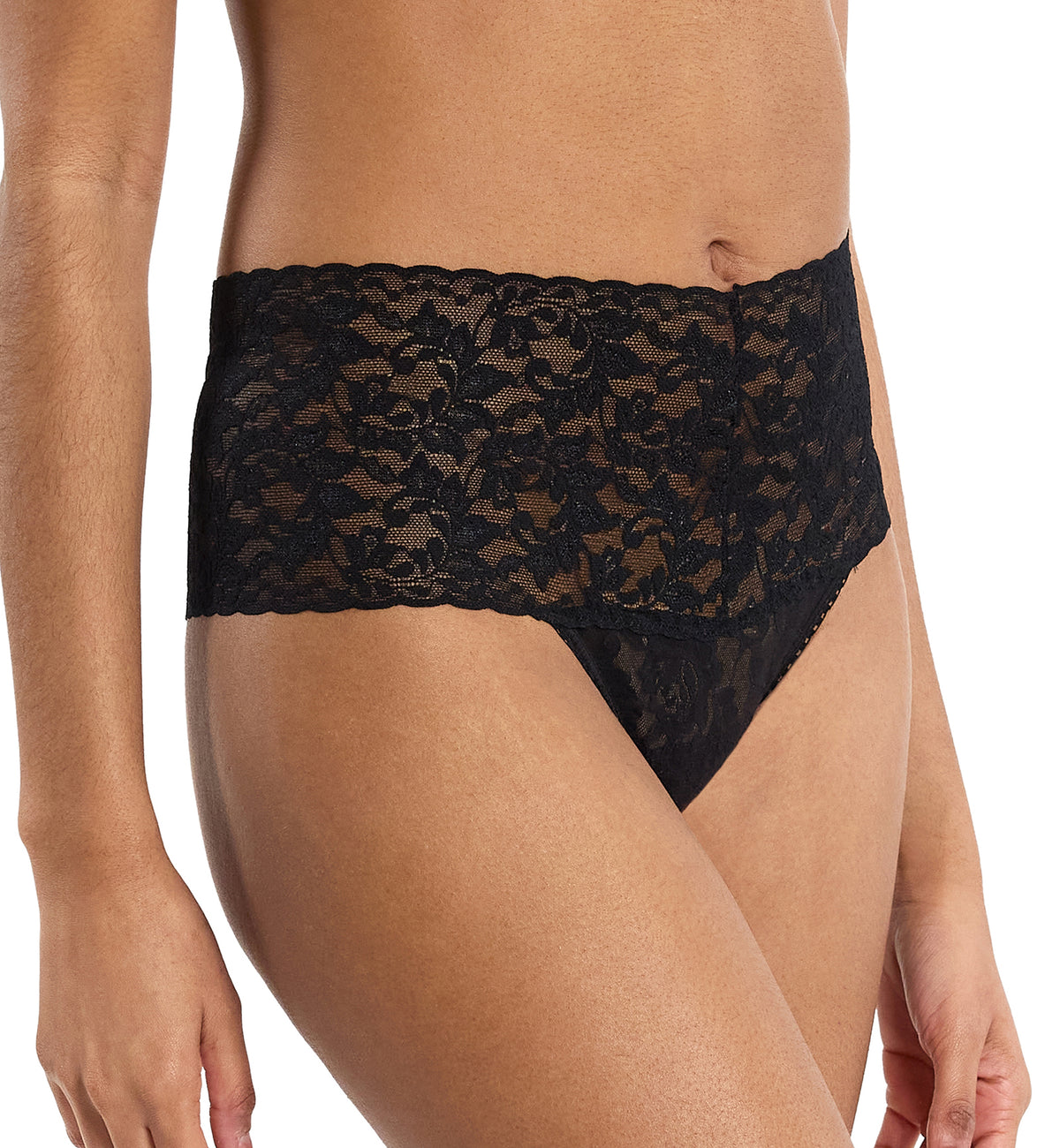 Hanky Panky Retro Lace Thong (9K19263PK),All Black - All Black,One Size