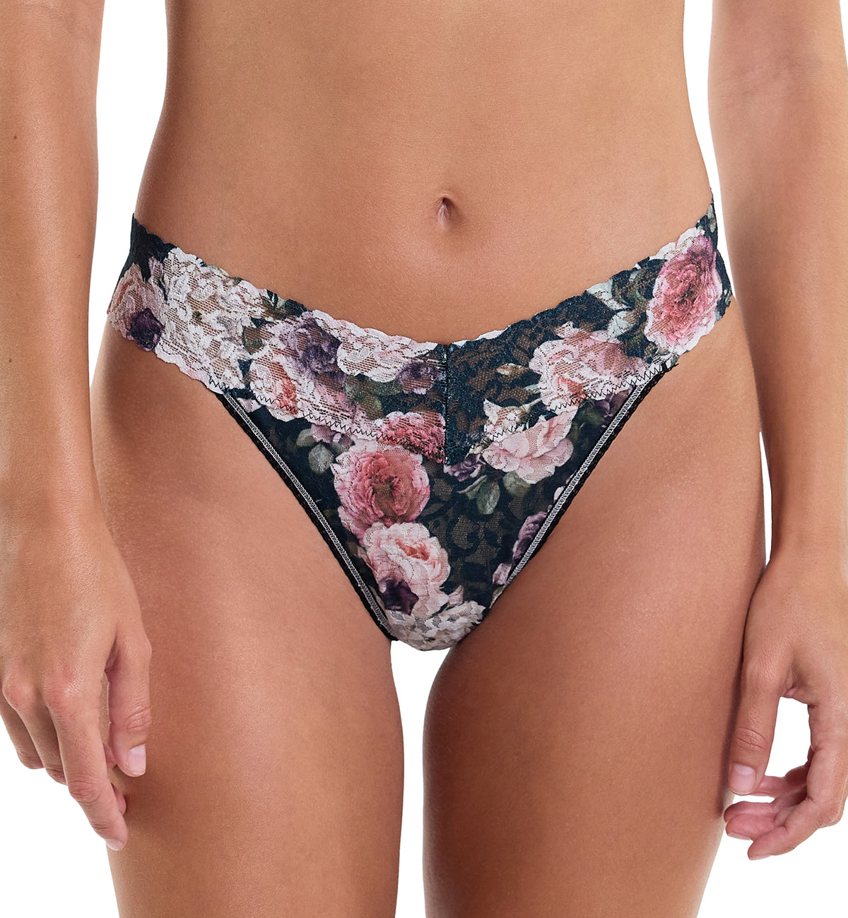 Hanky Panky Signature Lace Printed Original Rise Thong (PR4811P),Romantique - Romantique,One Size
