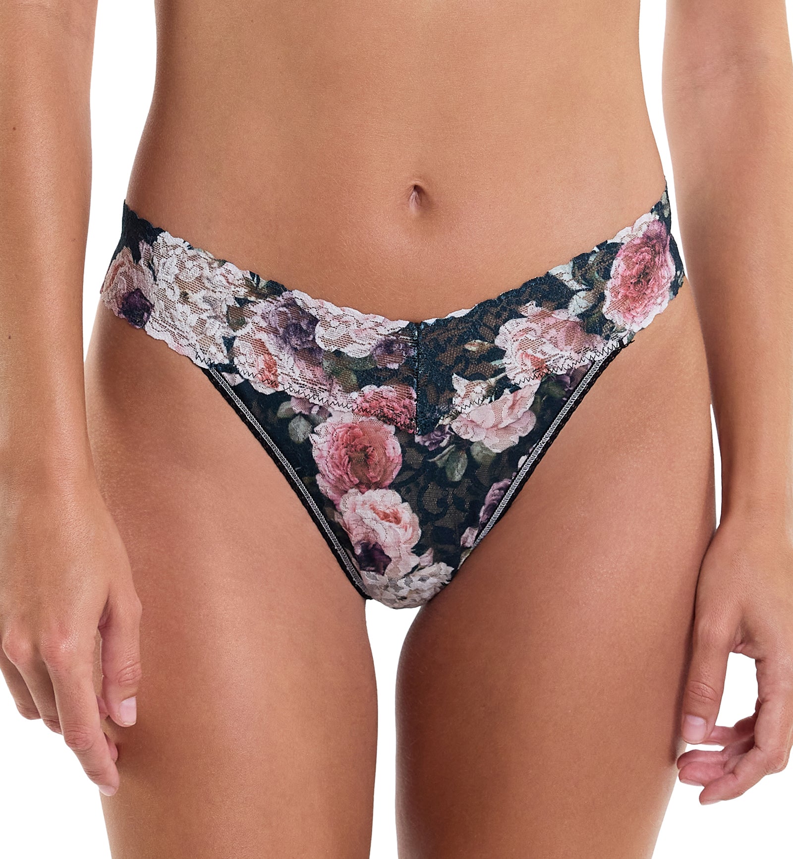 Hanky Panky Signature Lace Printed Original Rise Thong (PR4811P),Romantique - Romantique,One Size