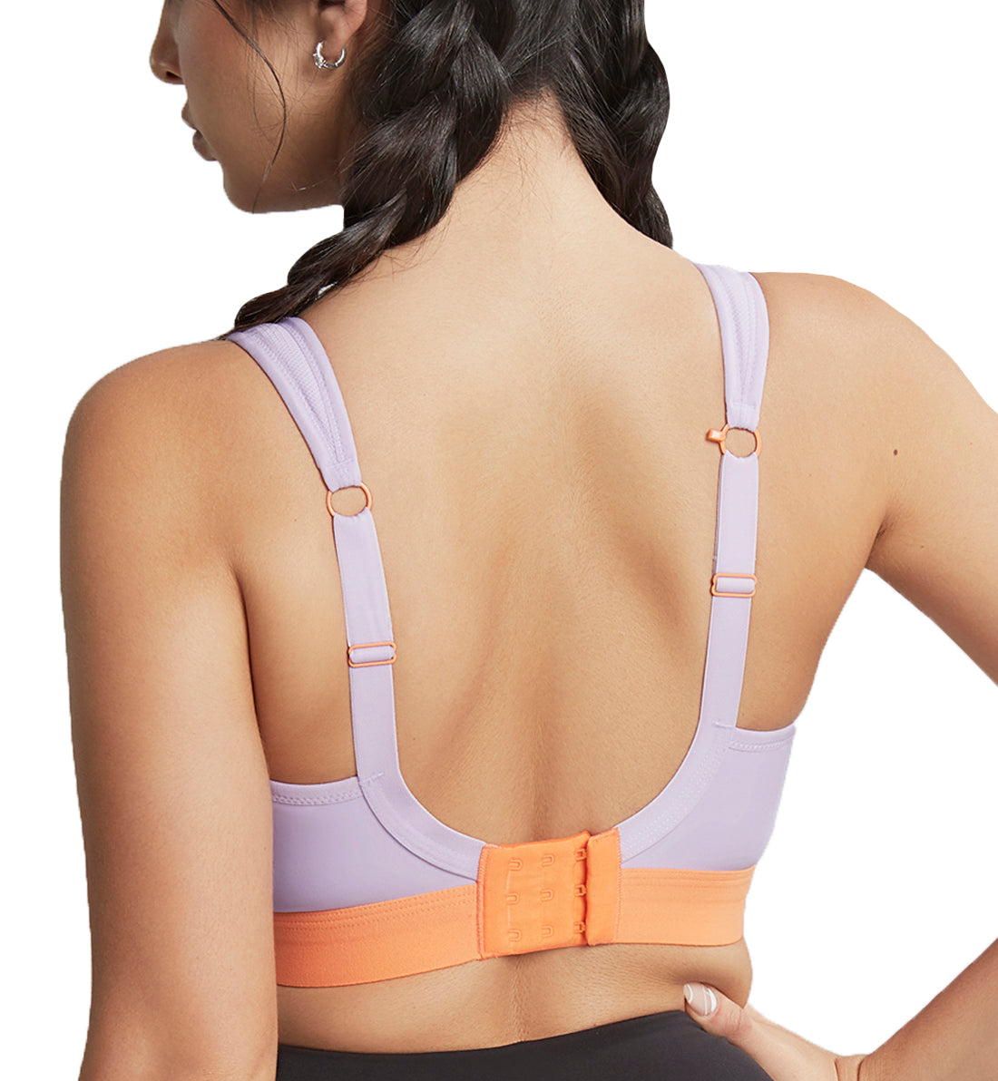 Panache Boundless Racerback Non-Wire Sports Bra (7341),28F,Lilac/Orange - Lilac/Orange,28F