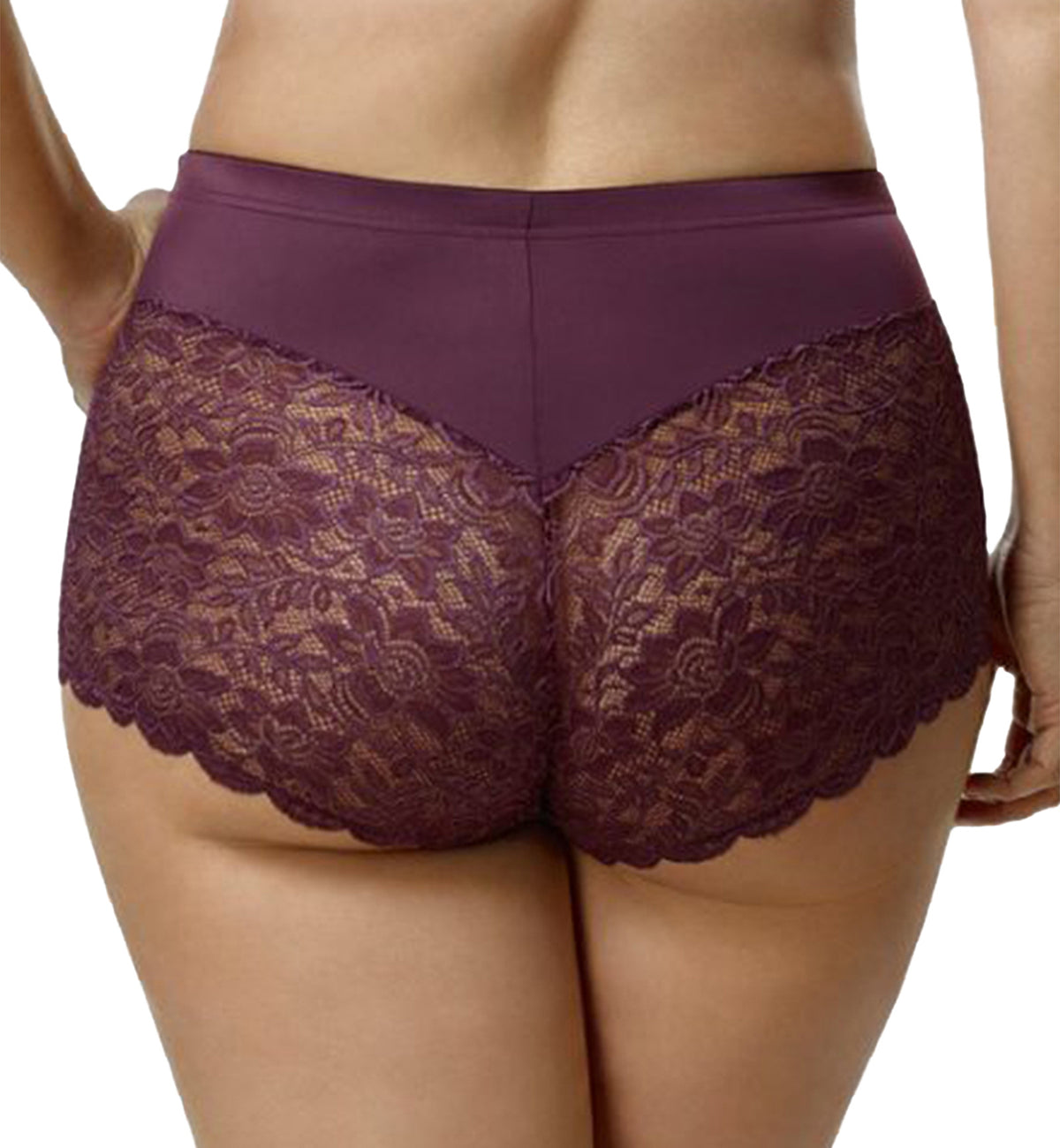 Elila Stretch Lace Cheeky Full Panty (3311),Medium,Plum - Plum,Medium