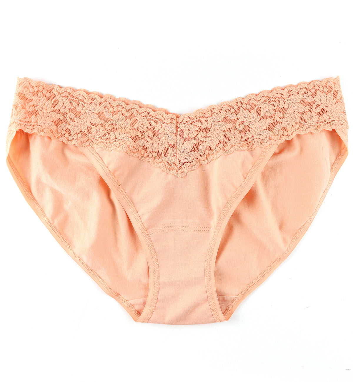 Hanky Panky Organic Cotton V-kini with Lace (892201),Medium,Apricot Glow - Apricot Glow,Medium