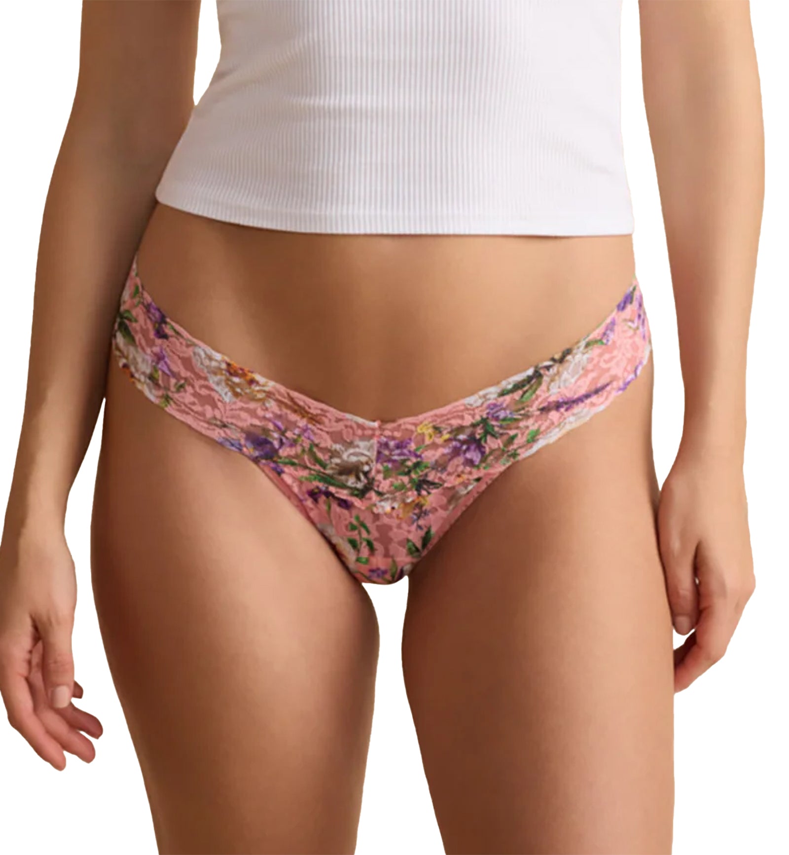 Hanky Panky Signature Lace Printed Low Rise Thong (PR4911P),Fawning Flora - Fawning Flora,One Size