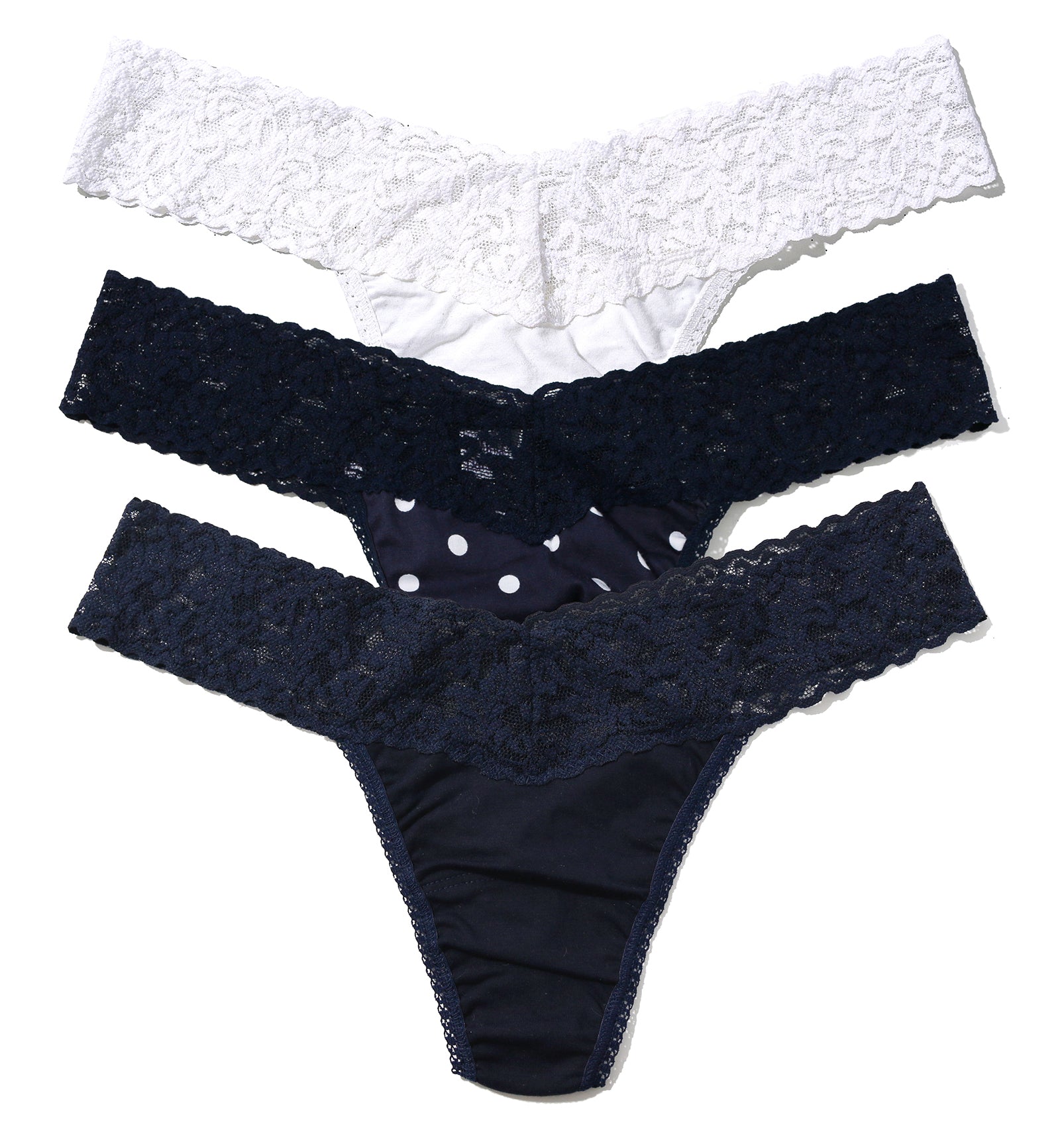 Hanky Panky 3-PACK Cotton Low Rise Thong (8915813PK),Full Circle - Full Circle,One Size
