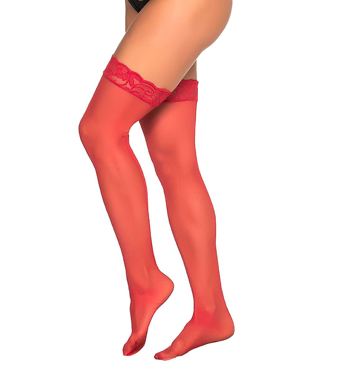 Mapale Mesh Thigh Highs (1094),Red - Red,One Size