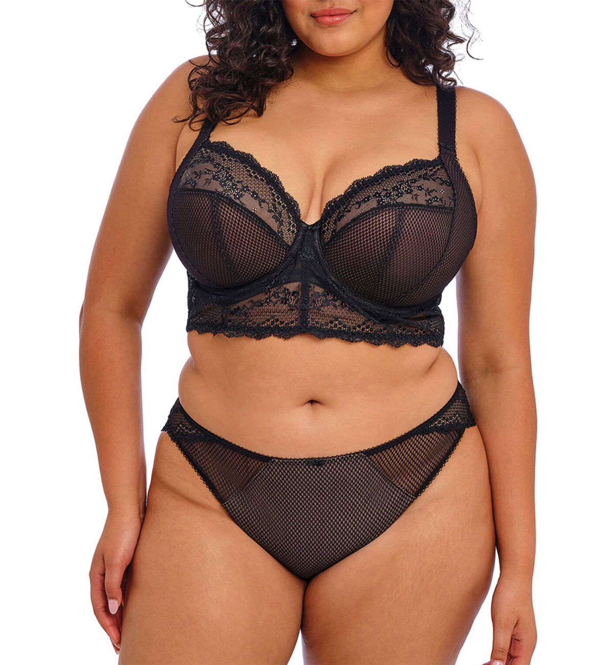 Elomi Charley Matching Stretch Lace Brazilian Brief (4385),Medium,Black - Black,Medium