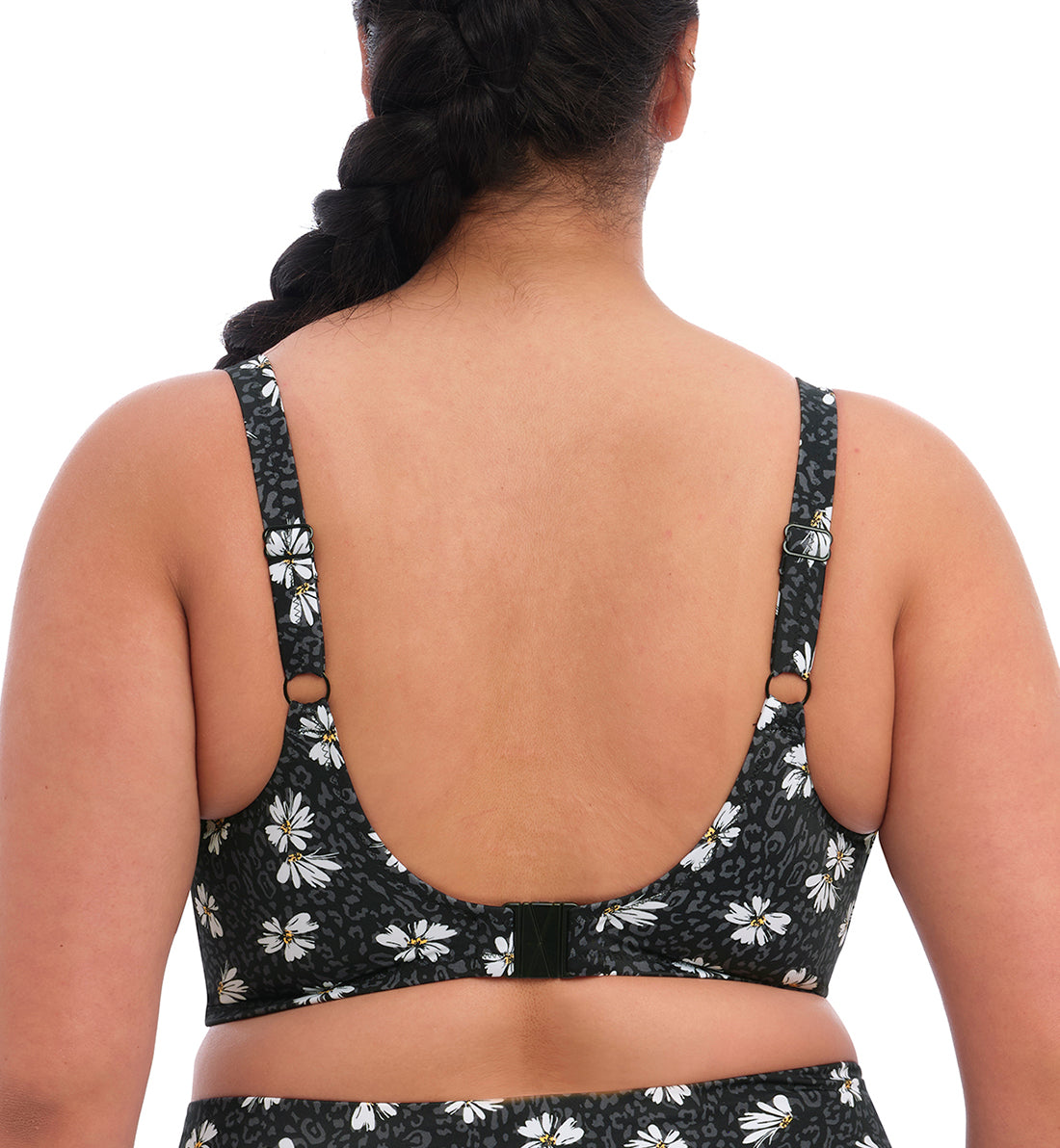 Elomi Plain Sailing Plunge Underwire Bikini Top (ES7274),34G,Black Daisy - Black Daisy,34G