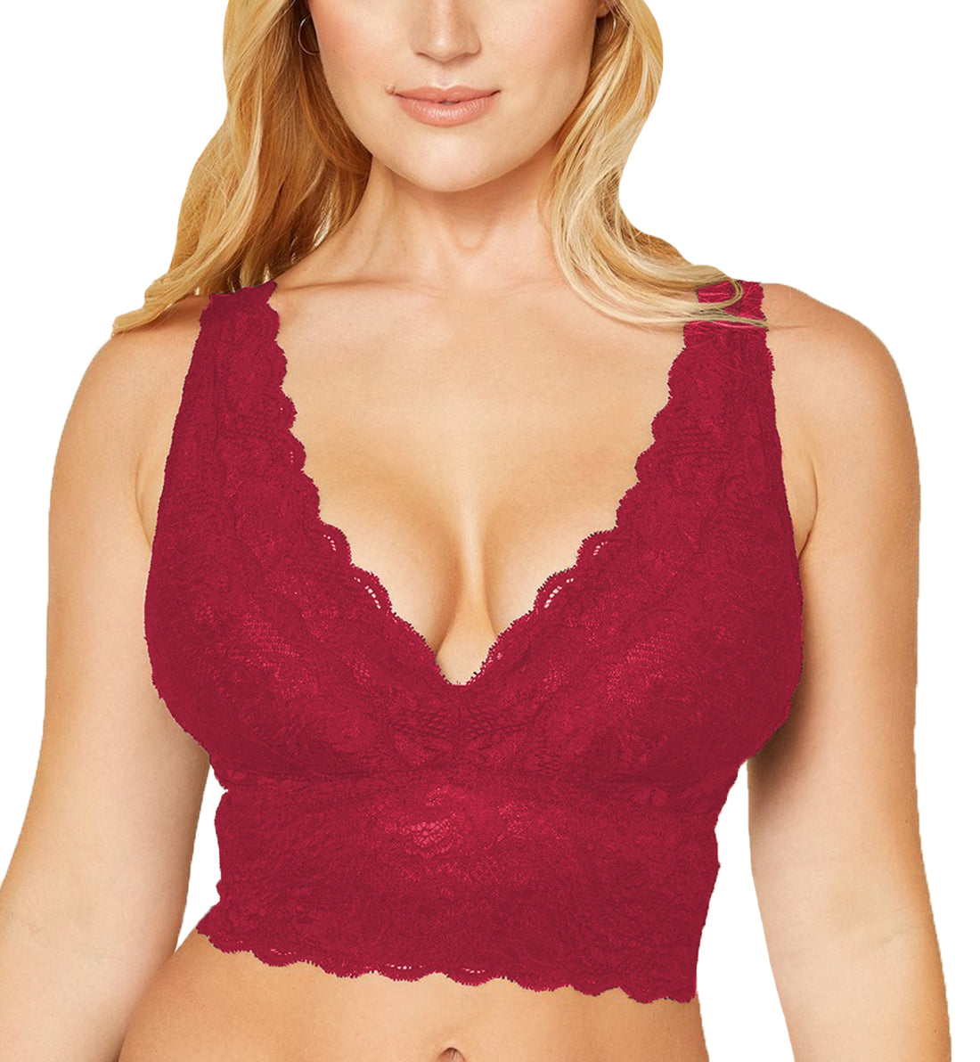 Cosabella Never Say Never CURVY Plungie Longline Bralette (NEVER1385),XS,Deep Ruby - Deep Ruby,XS