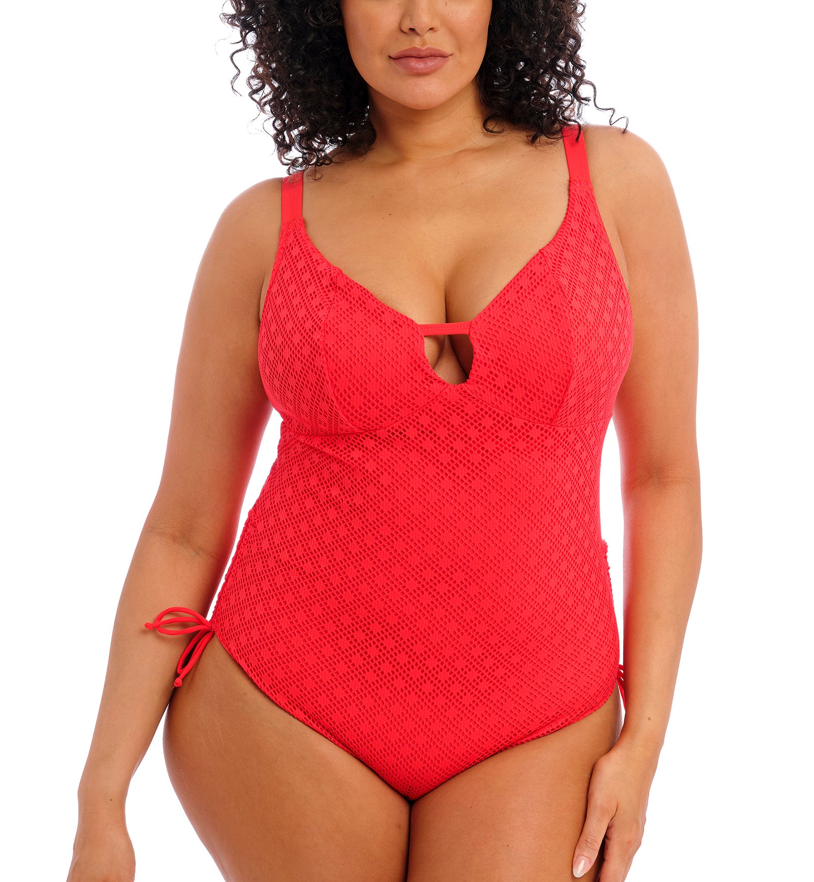 Elomi Bazaruto Plunge Non Wire One Piece Swimsuit (ES800643),36F,Sunset - Sunset,36F