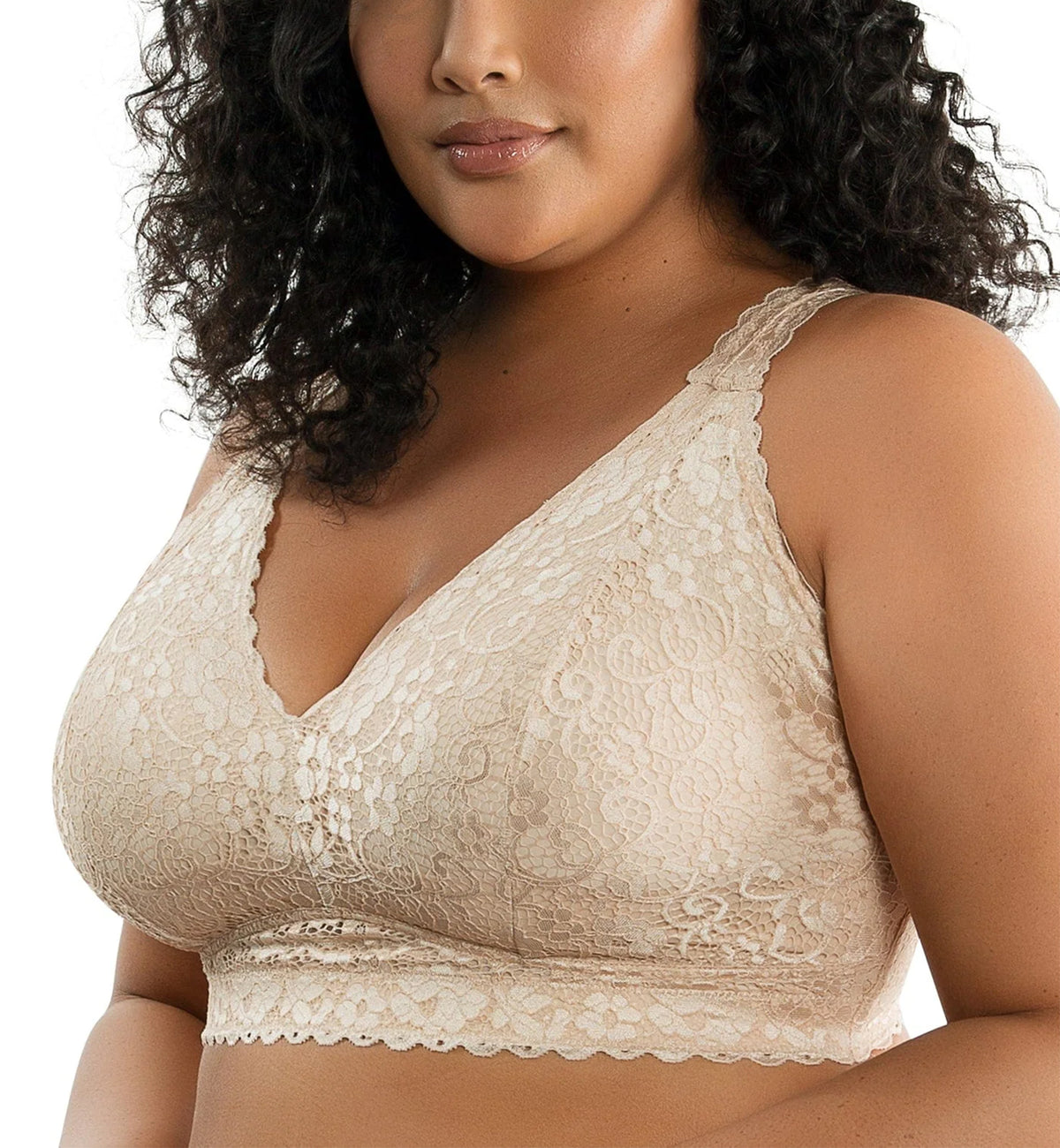 Parfait Adriana Banded Stretch Lace Wireless Bralette (P5482),30D,Bare - Bare,30D